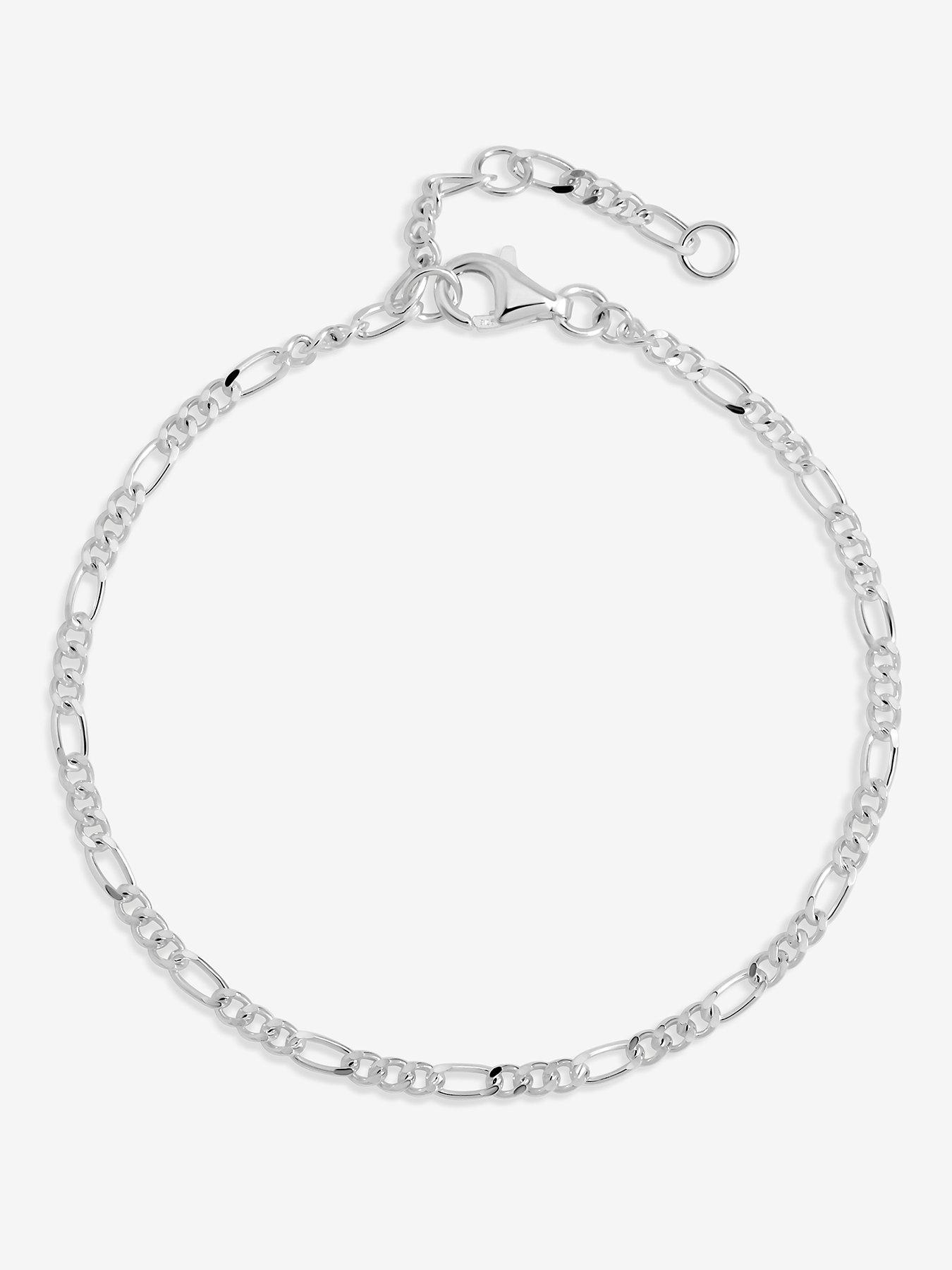  image of jon-richard-simply-silver-sterling-silver-925-figaro-chain-bracelet