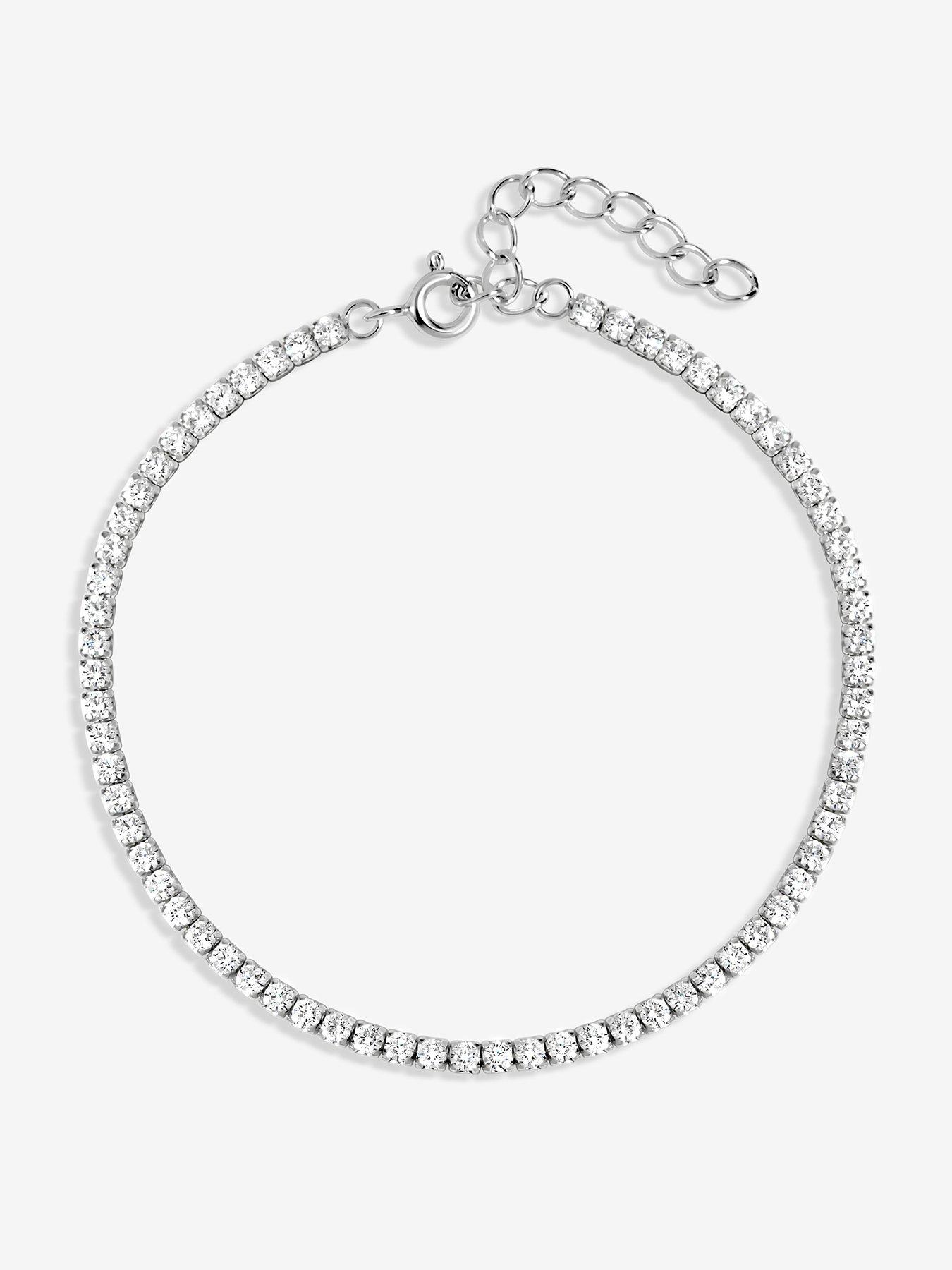 Jon Richard Simply Silver Sterling Silver 925 Cubic Zirconia Fine Tennis Bracelet