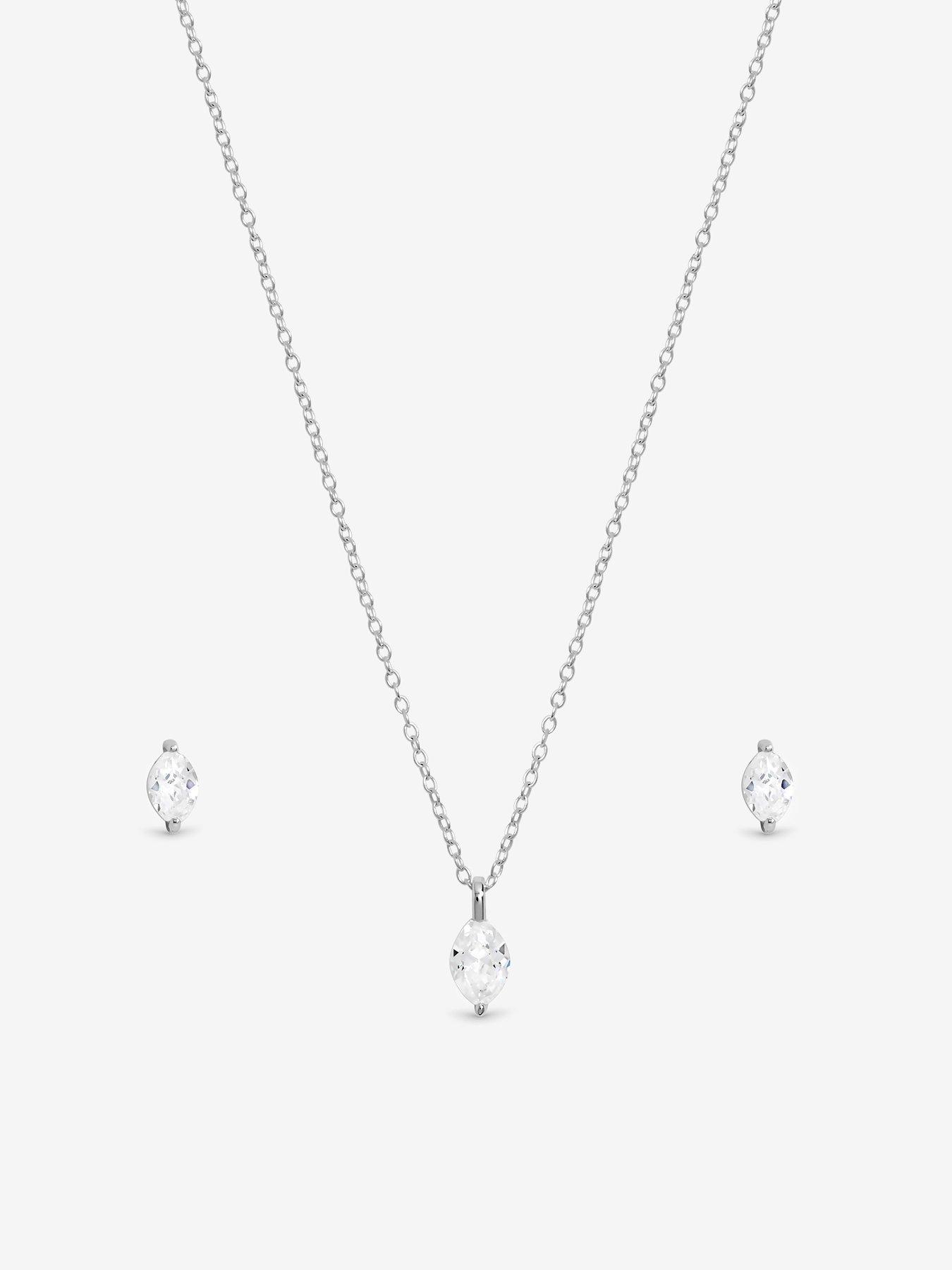  image of jon-richard-simply-silver-sterling-silver-925-cubic-zirconia-marquise-set