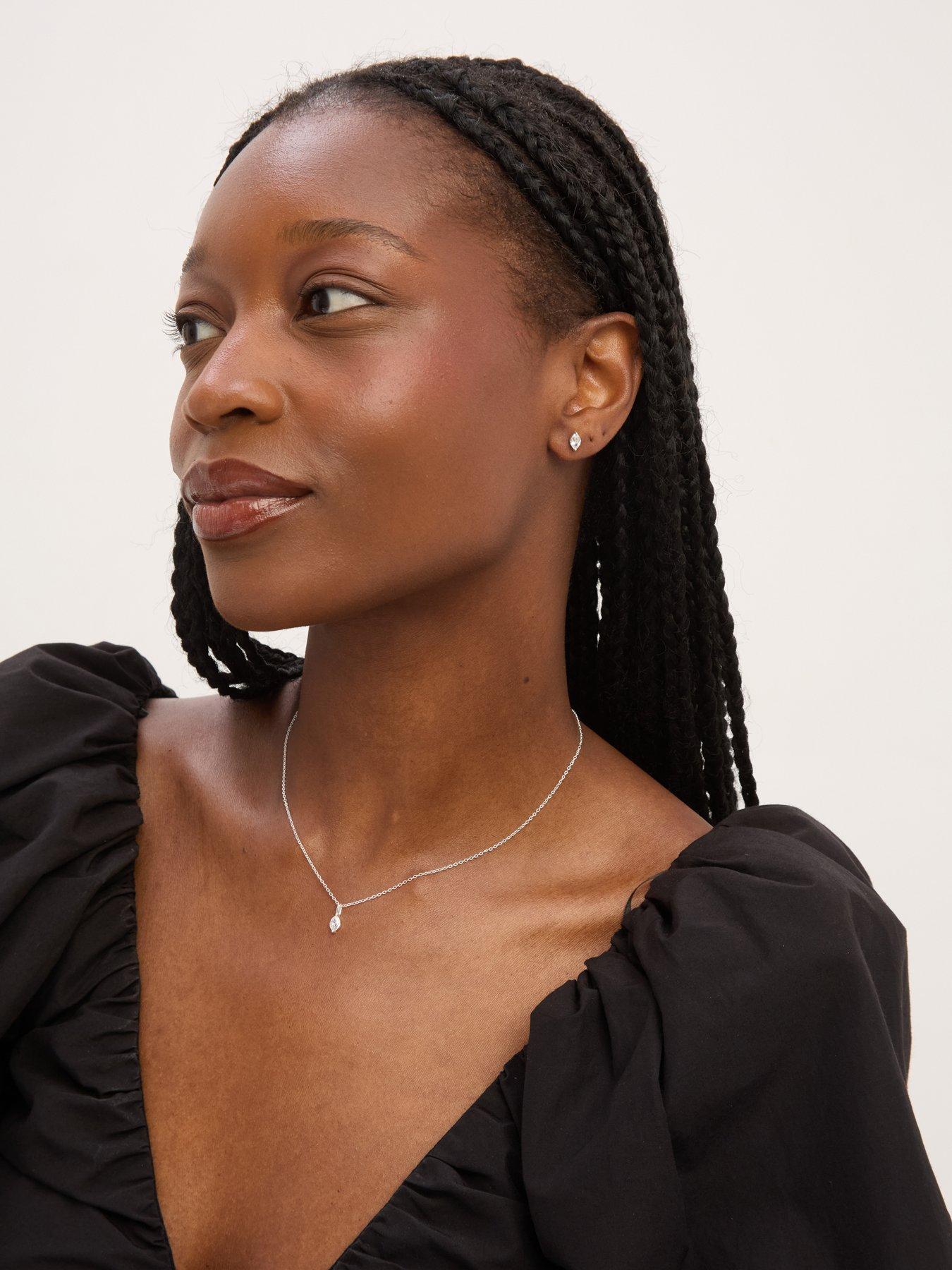  image of jon-richard-simply-silver-sterling-silver-925-cubic-zirconia-marquise-set