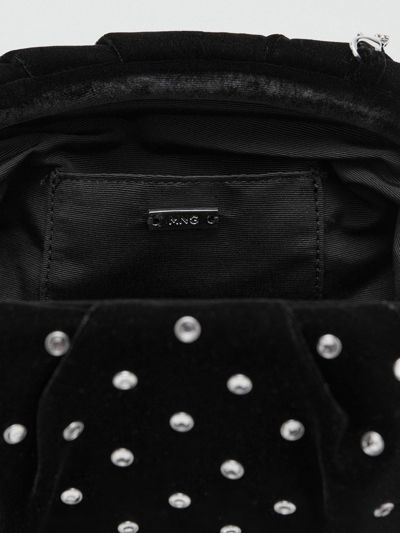  image of mango-velvet-clutch-with-rhinestones-black