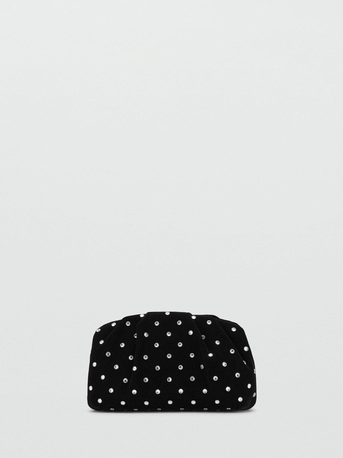  image of mango-velvet-clutch-with-rhinestones-black