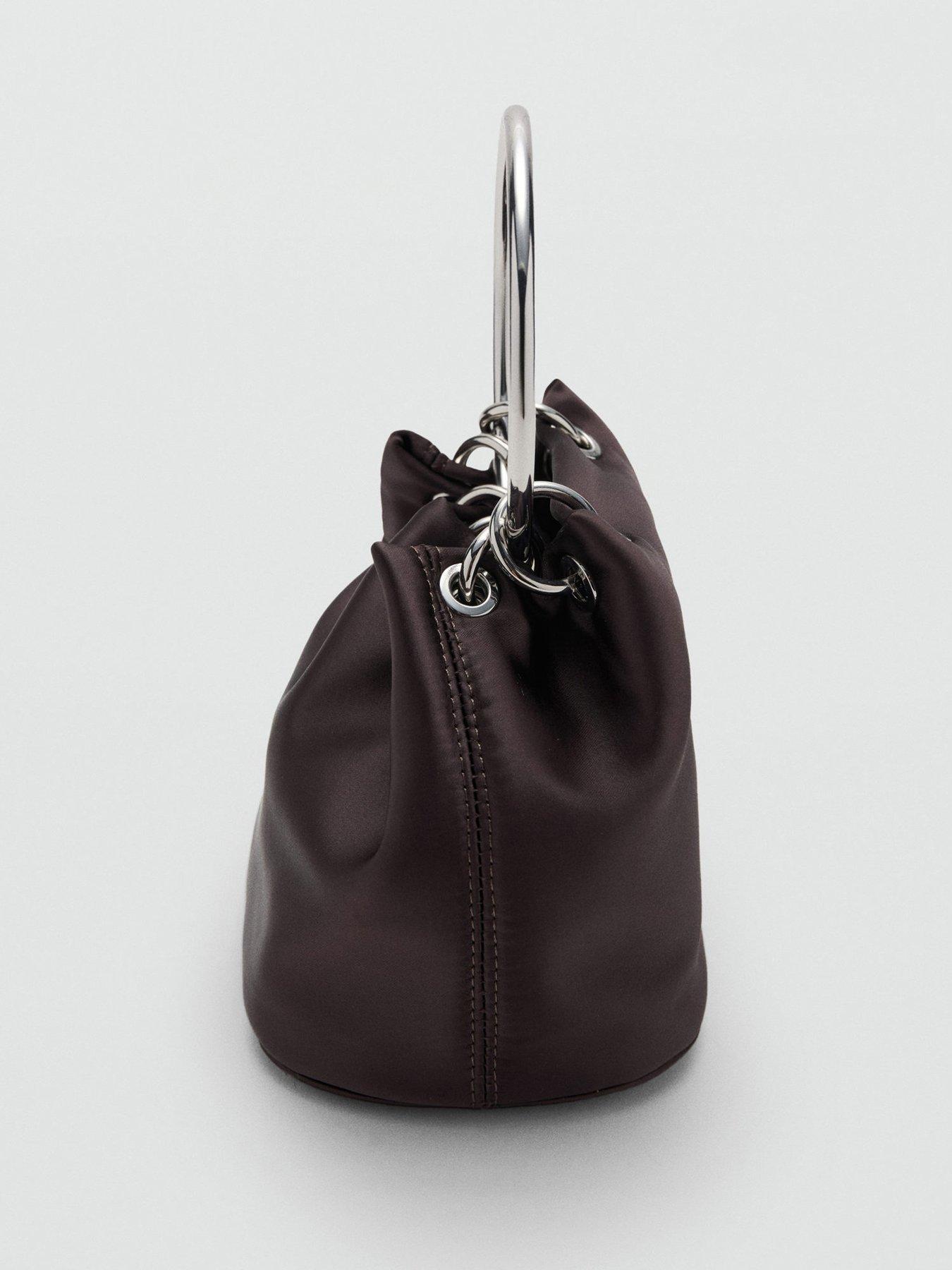 Image 4 of 5 of Mango Handbag with Metal Handle - Brown