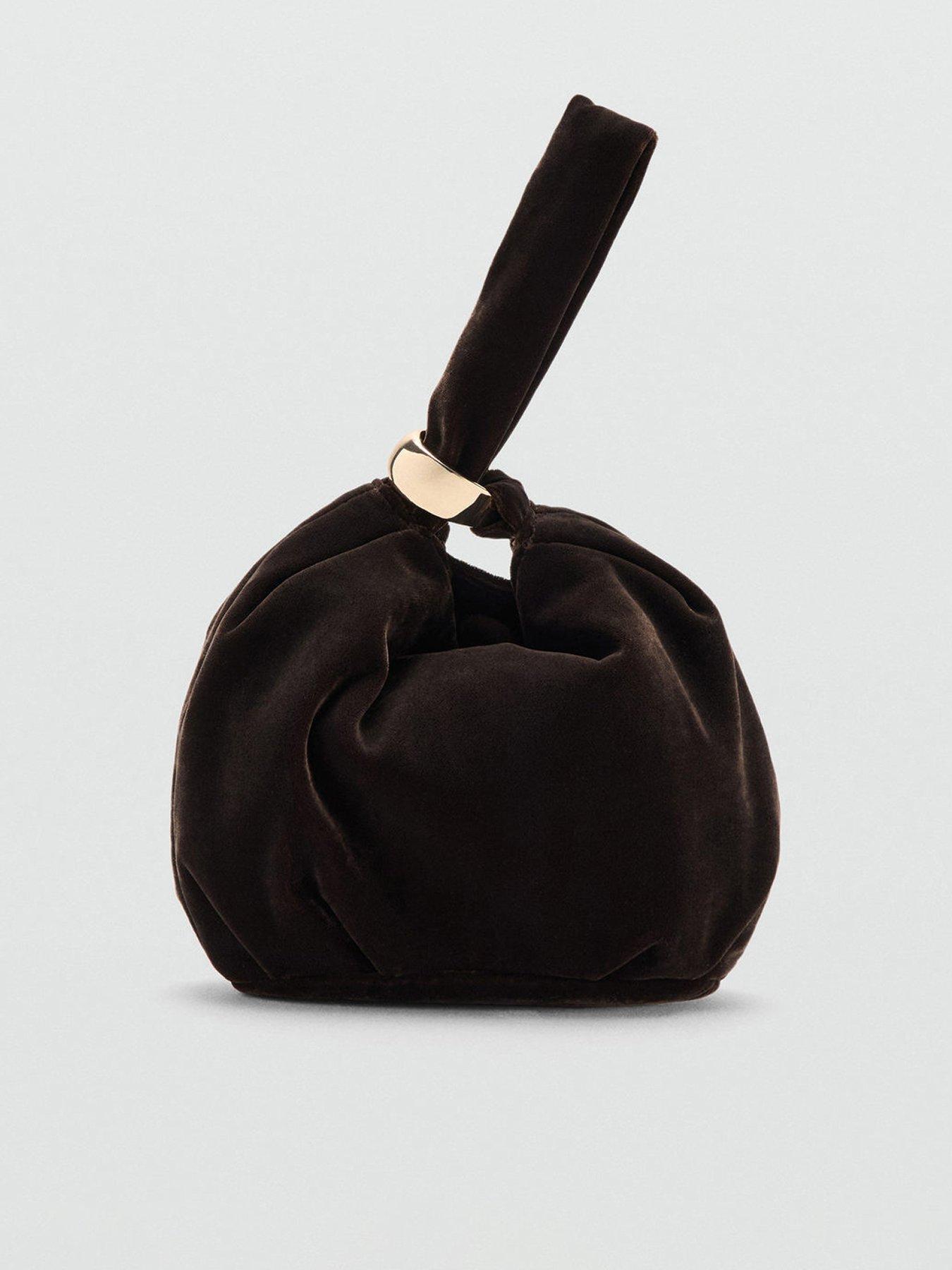  image of mango-velvet-handbag-with-metallic-detail-brown