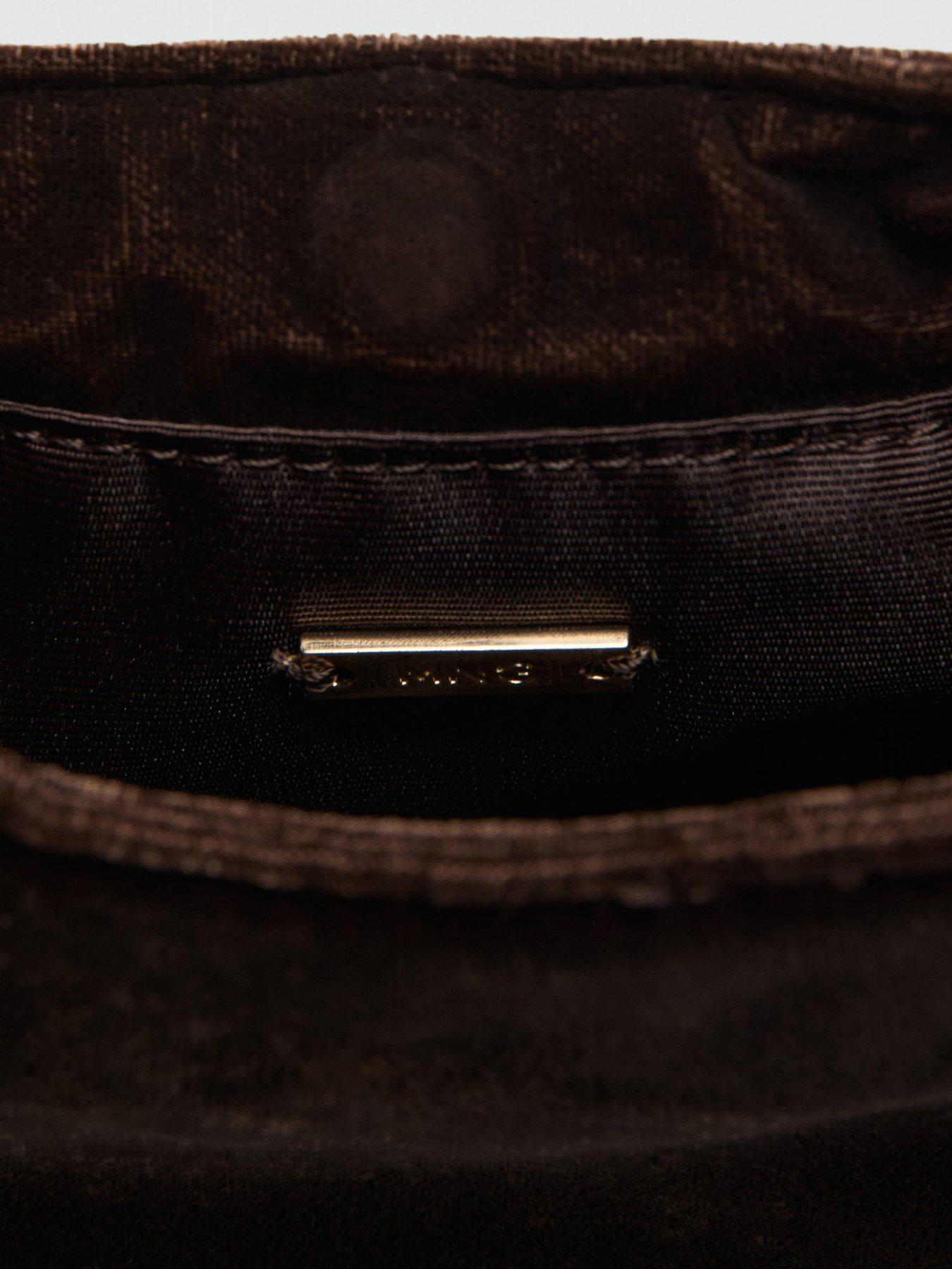  image of mango-velvet-handbag-with-metallic-detail-brown
