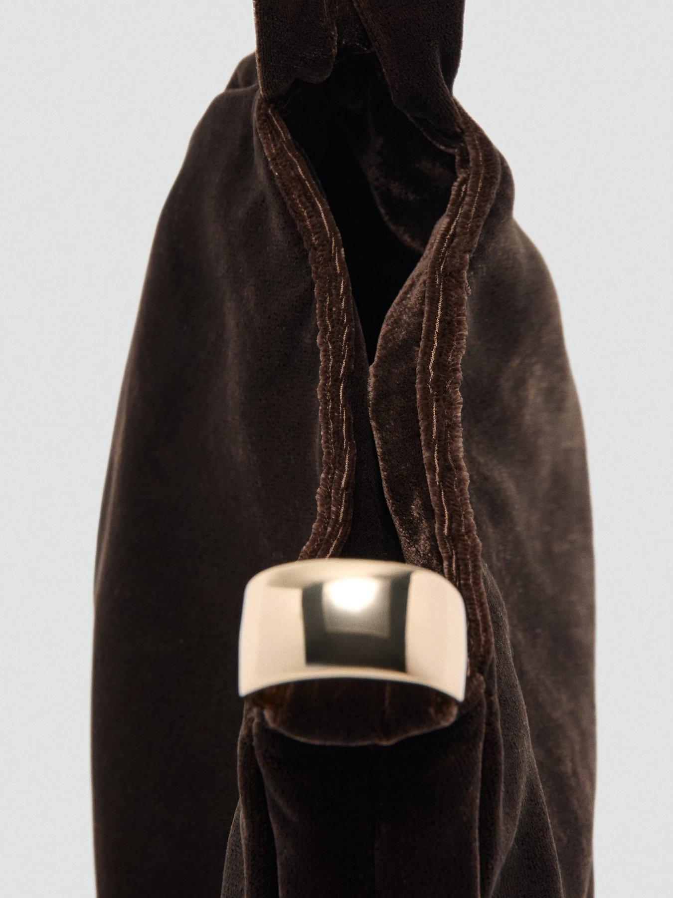  image of mango-velvet-handbag-with-metallic-detail-brown