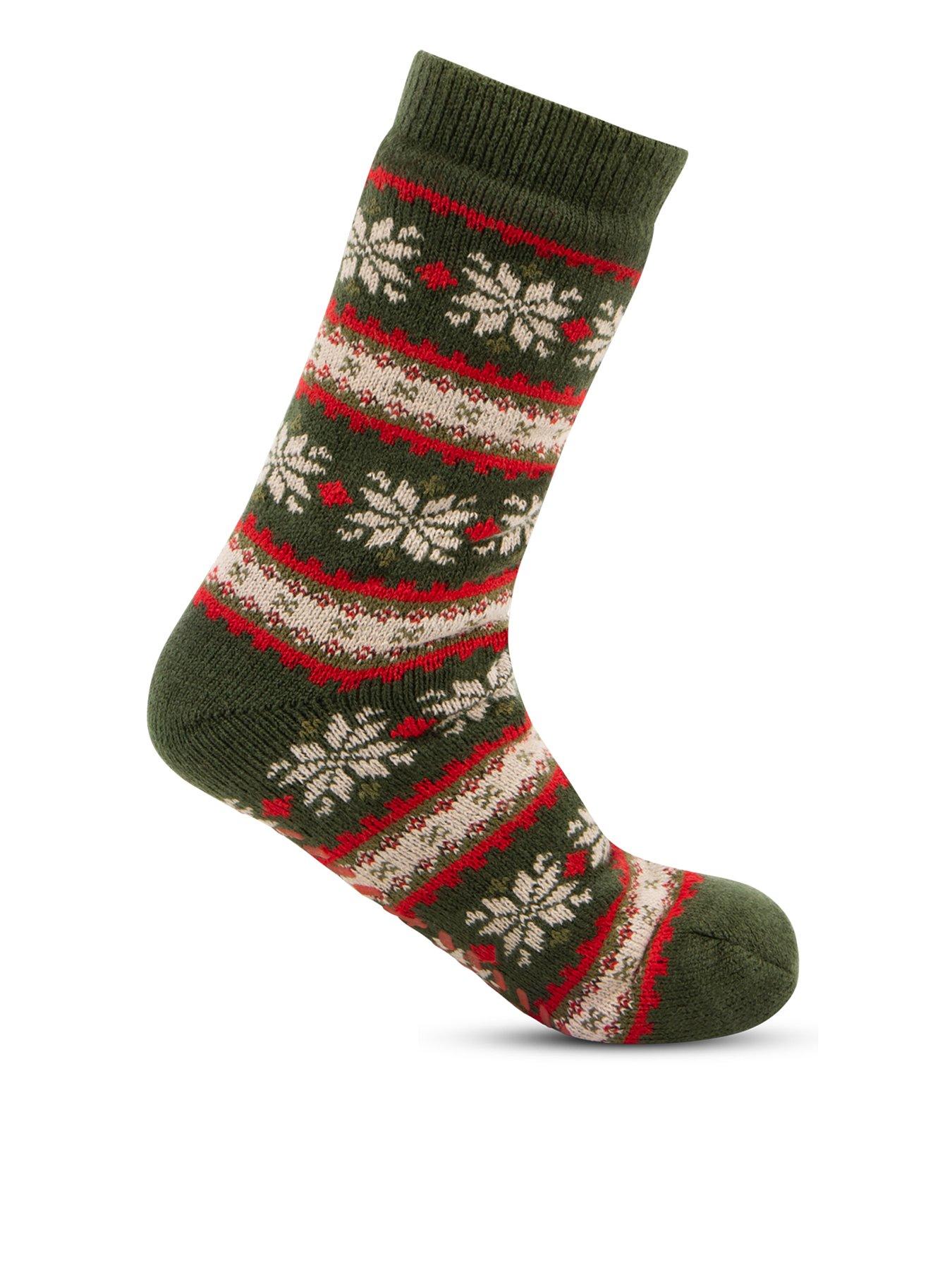  image of totes-toasties-mens-sherpa-lined-fair-isle-slipper-socks-red