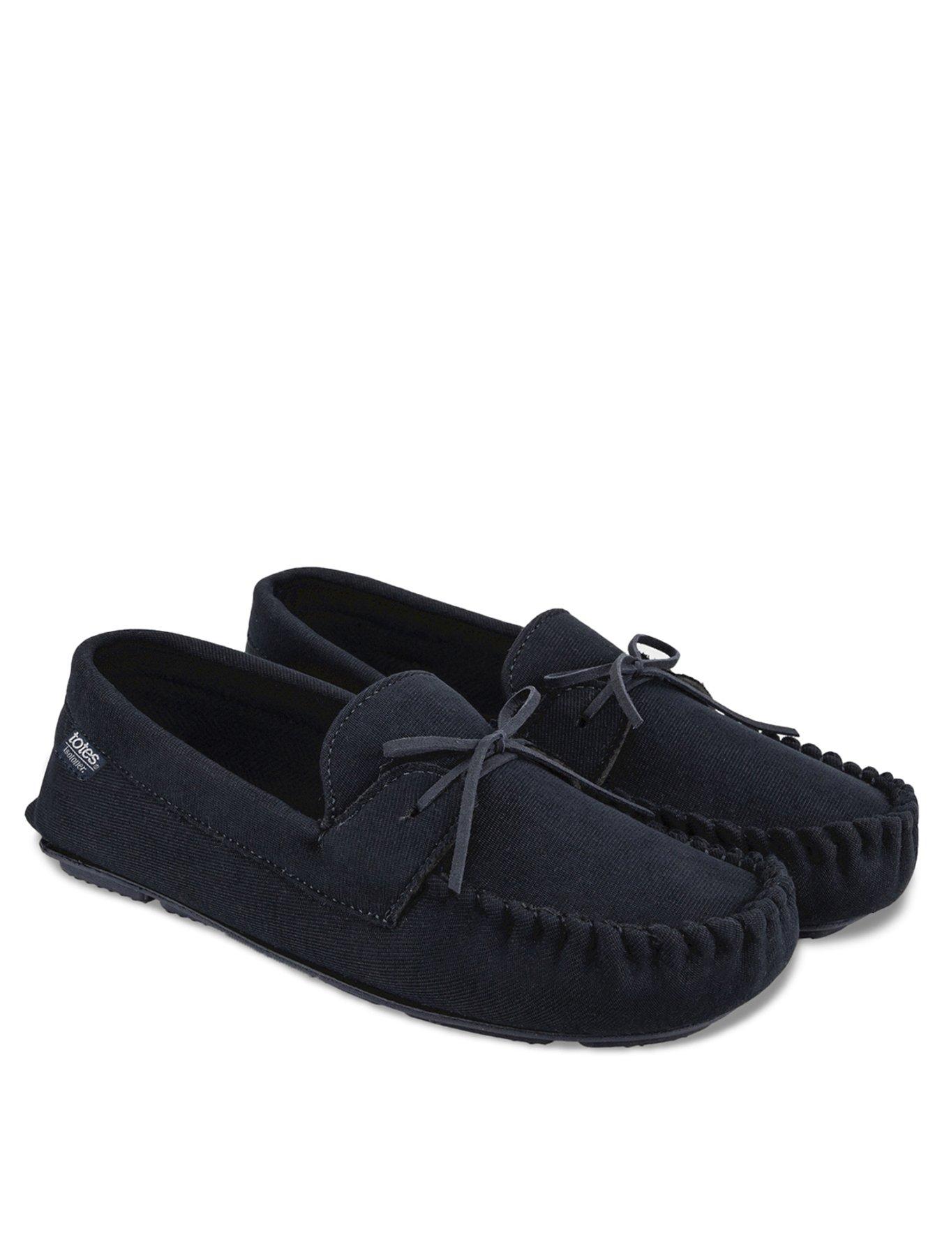 totes-isotoner-mens-herringbone-lined-moccasin-navy