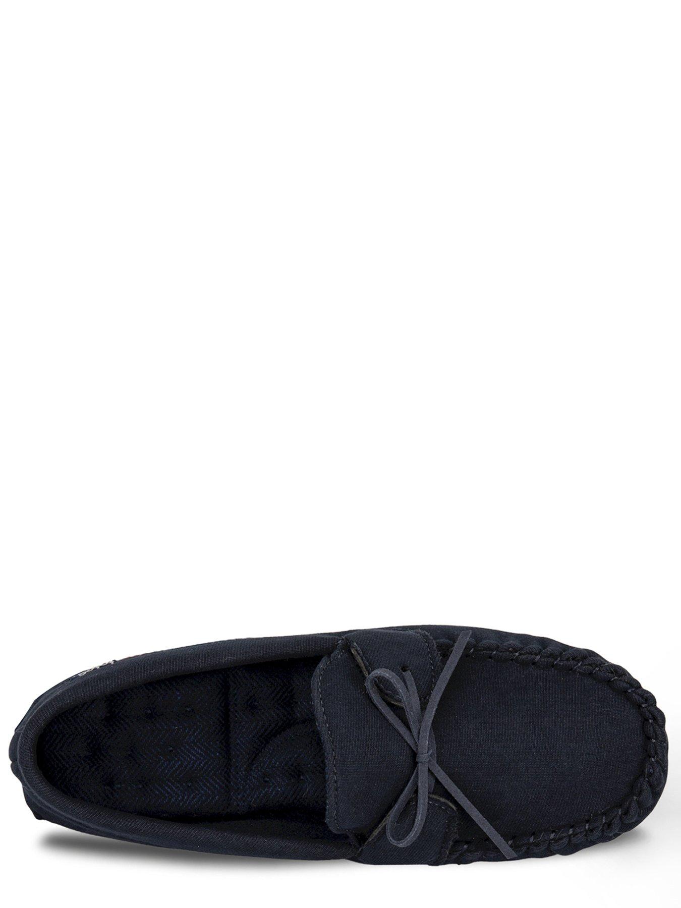  image of totes-isotoner-mens-herringbone-lined-moccasin-navy