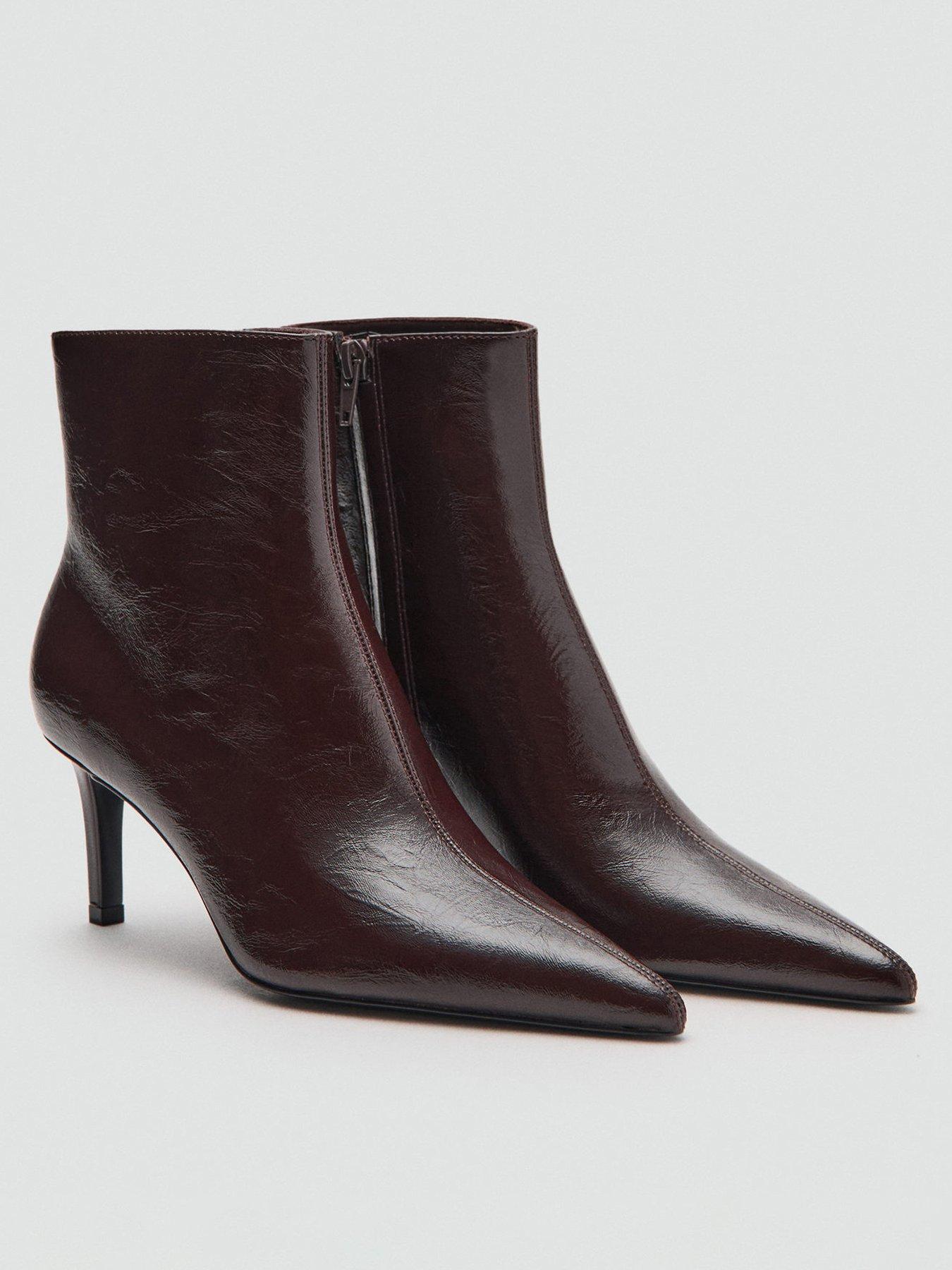 Mango Faux Leather Ankle Boots