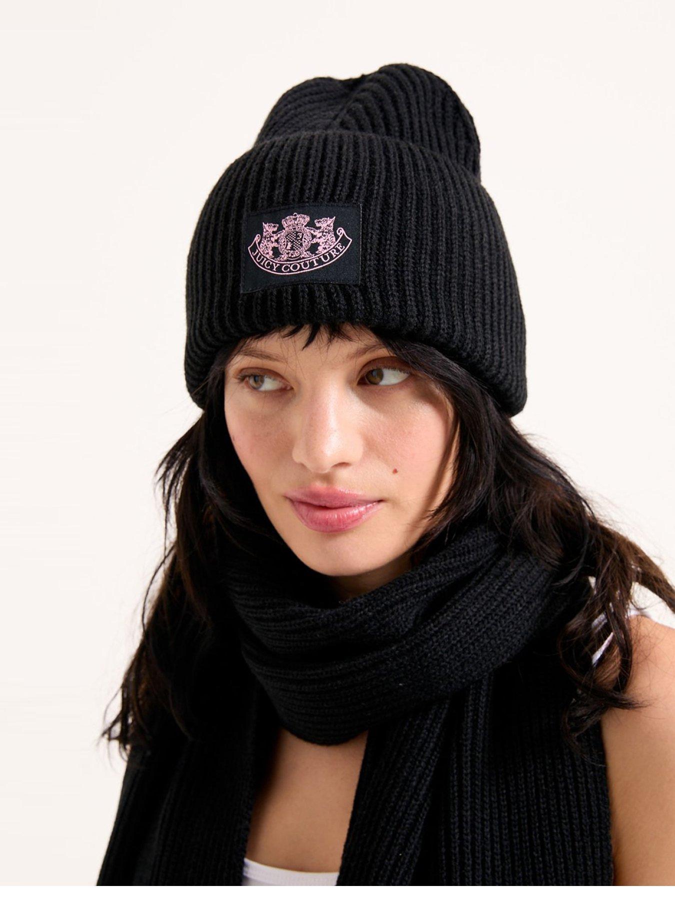 Image 1 of 2 of Juicy Couture Crest Scarf/Beanie Set - Black