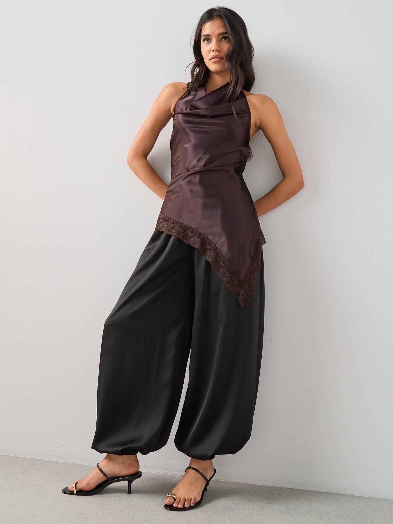 Image 5 of 6 of The Very Collection Satin Balloon Trousers - Black