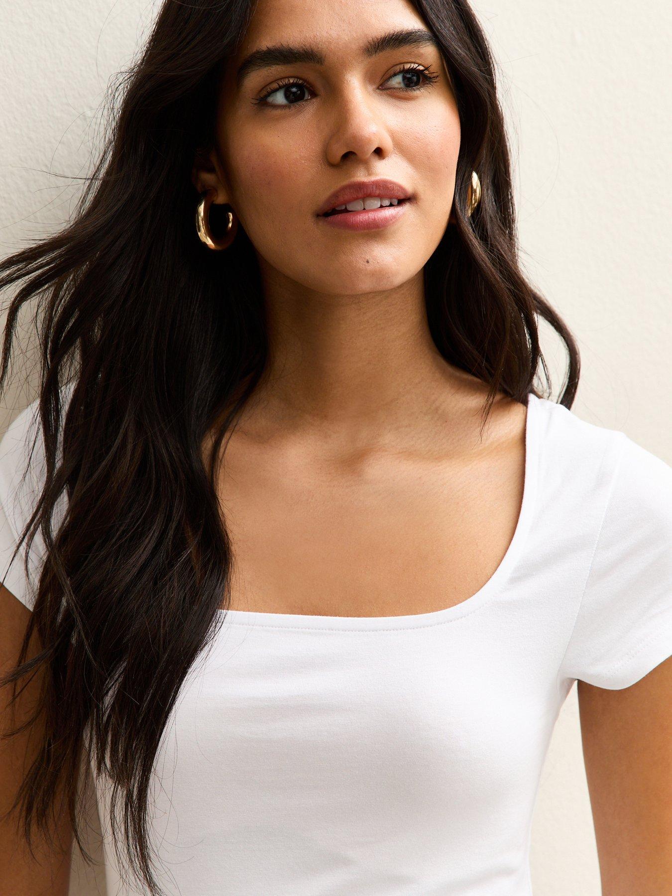 Image 4 of 5 of New Look White Square Neck T-shirt