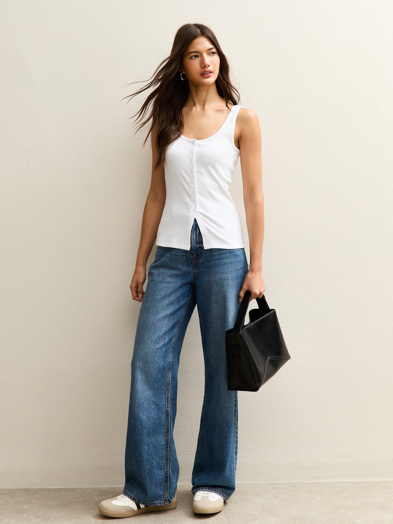  image of new-look-button-up-tank-top-white