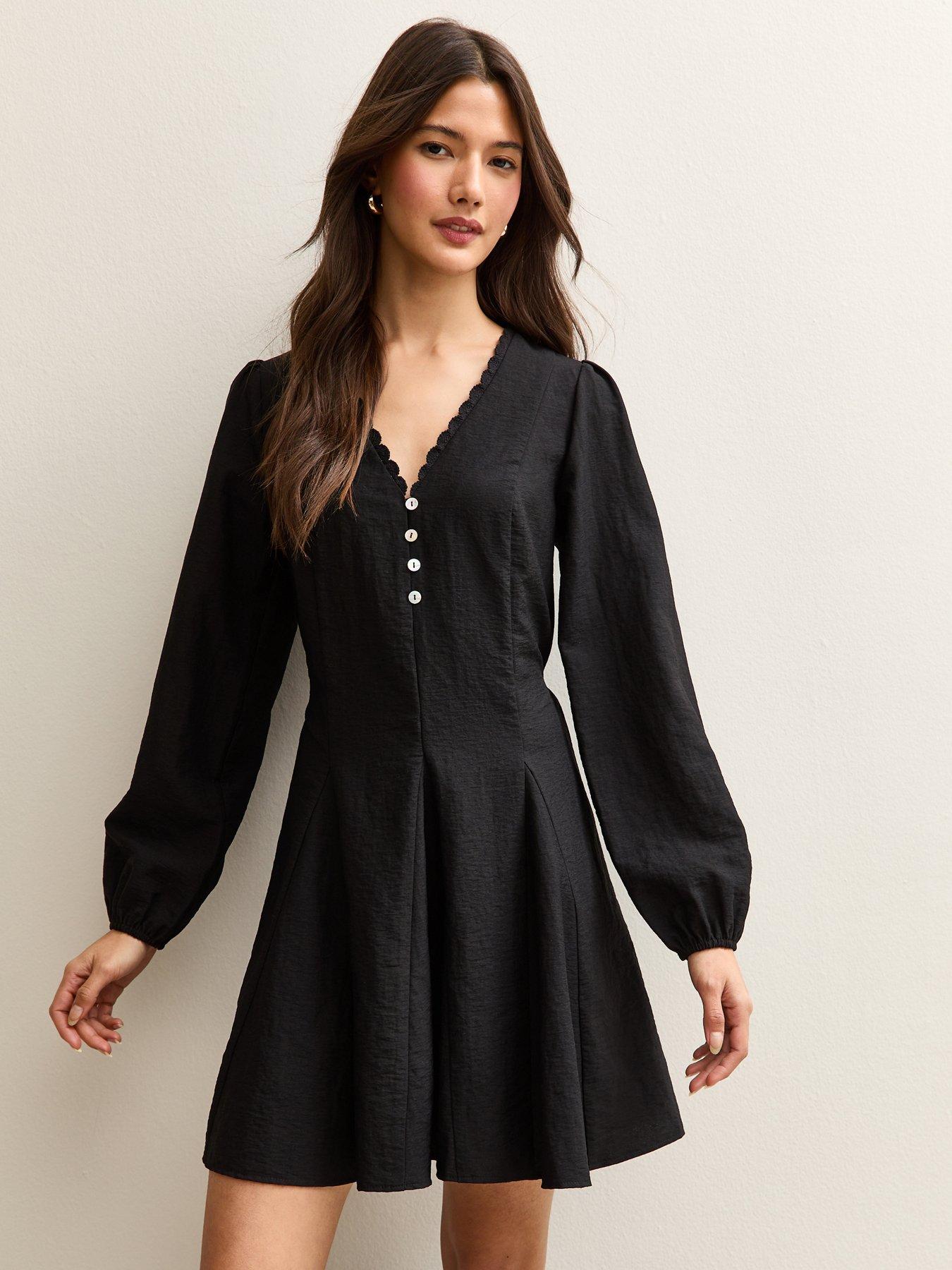 strapless open back dress Black High Neck Long Sleeve Mini Dress | Dresses main image 0