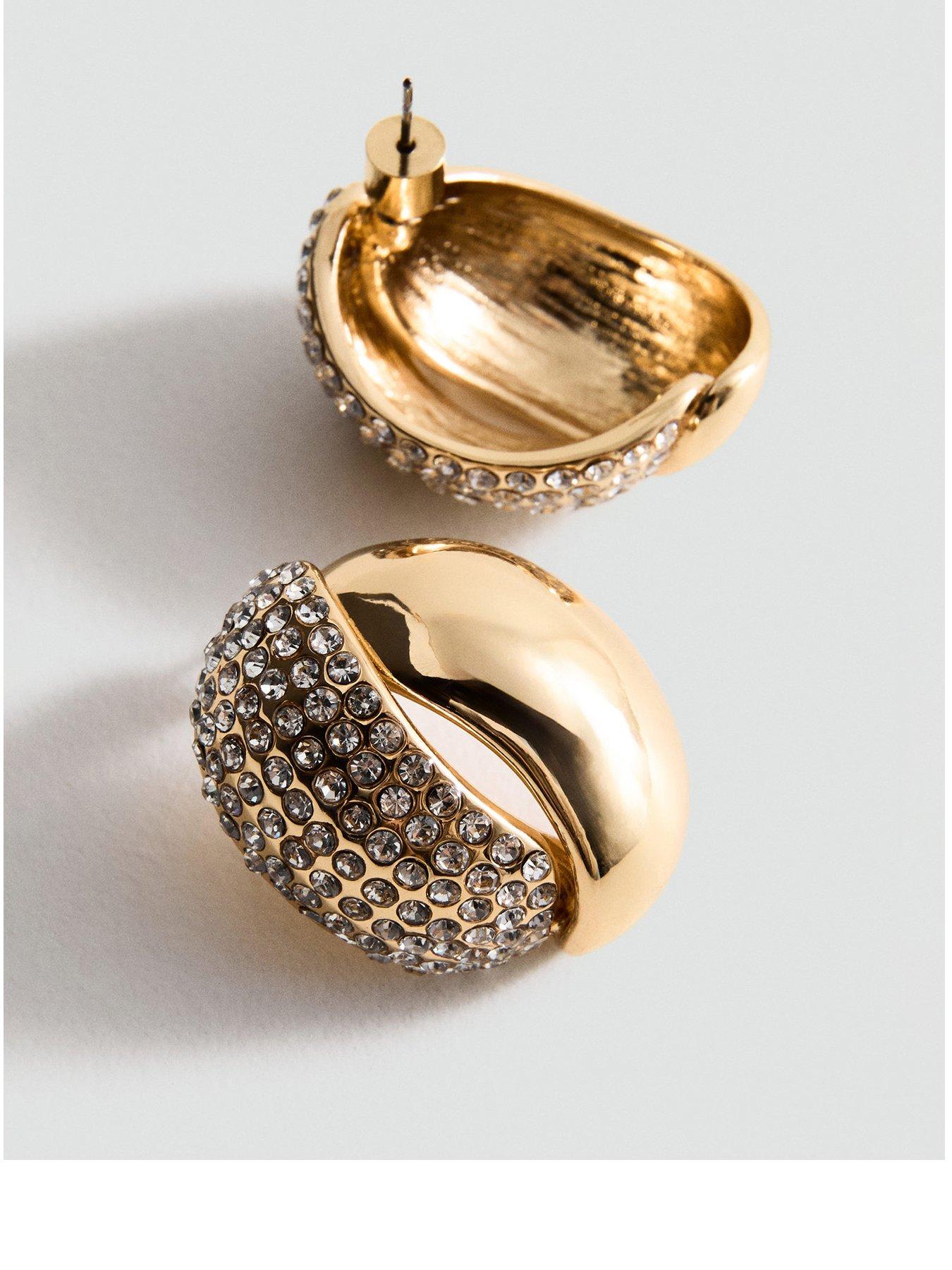 front image of mango-gold-embellished-earrings