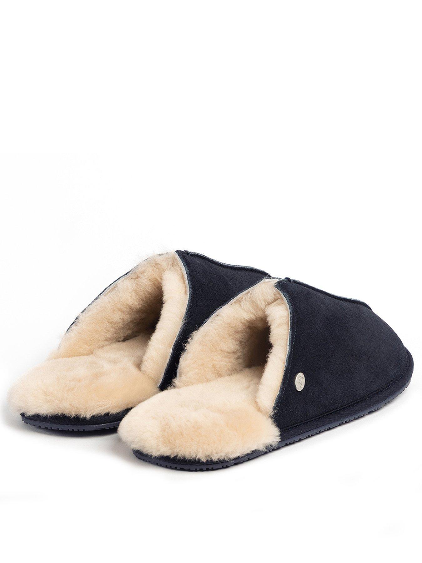  image of totes-mens-jude-sheepskin-slipper-navy