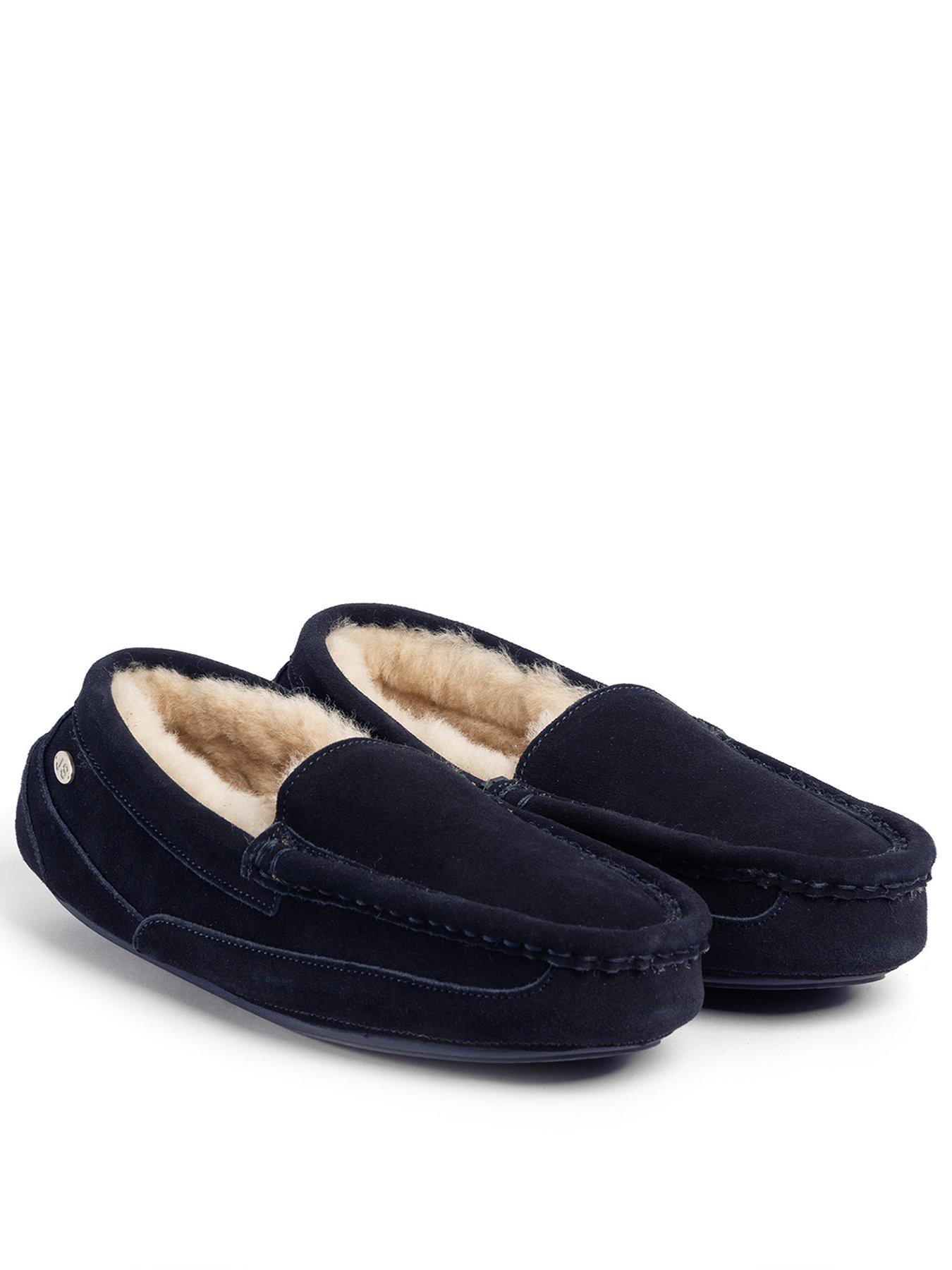 TOTES Mens Harry Sheepskin Slipper - Navy