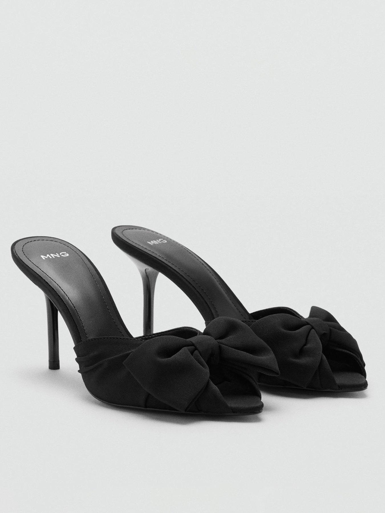 Mango Bow Detail Heeled Sandals - Black