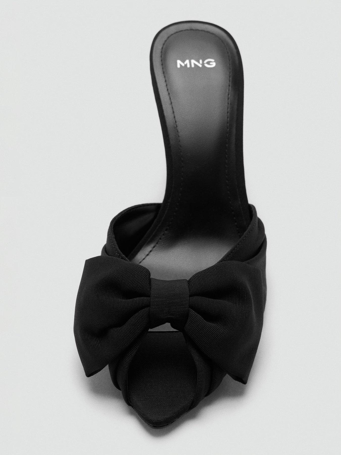  image of mango-bow-detail-heeled-sandals-black