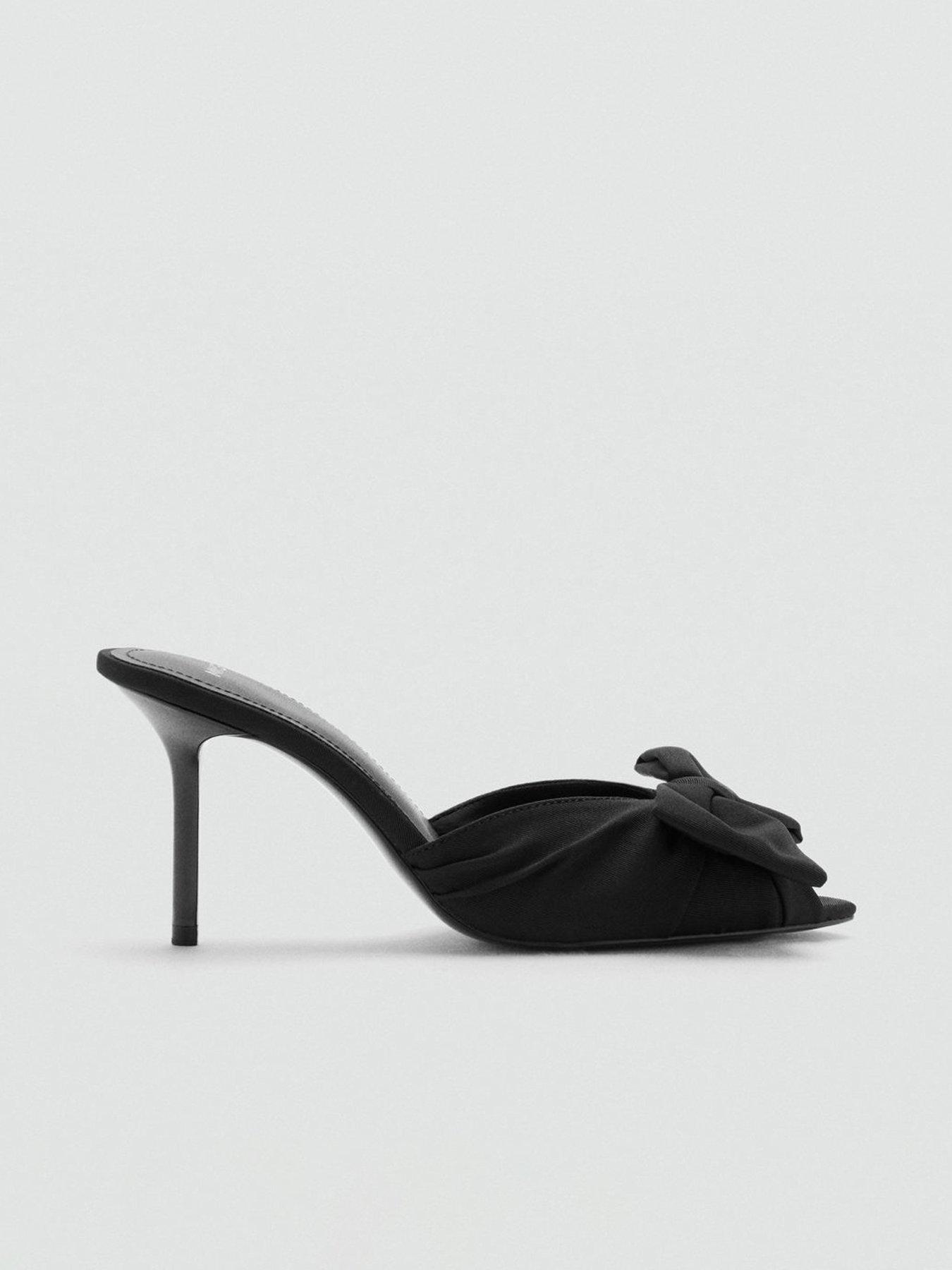  image of mango-bow-detail-heeled-sandals-black