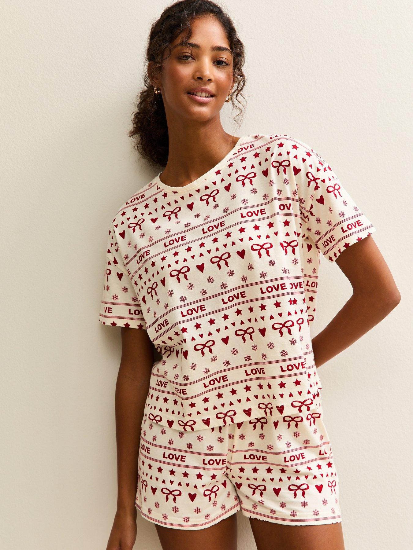 New Look Fairisle Print T-Shirt And Shorts Pyjama Set - Red