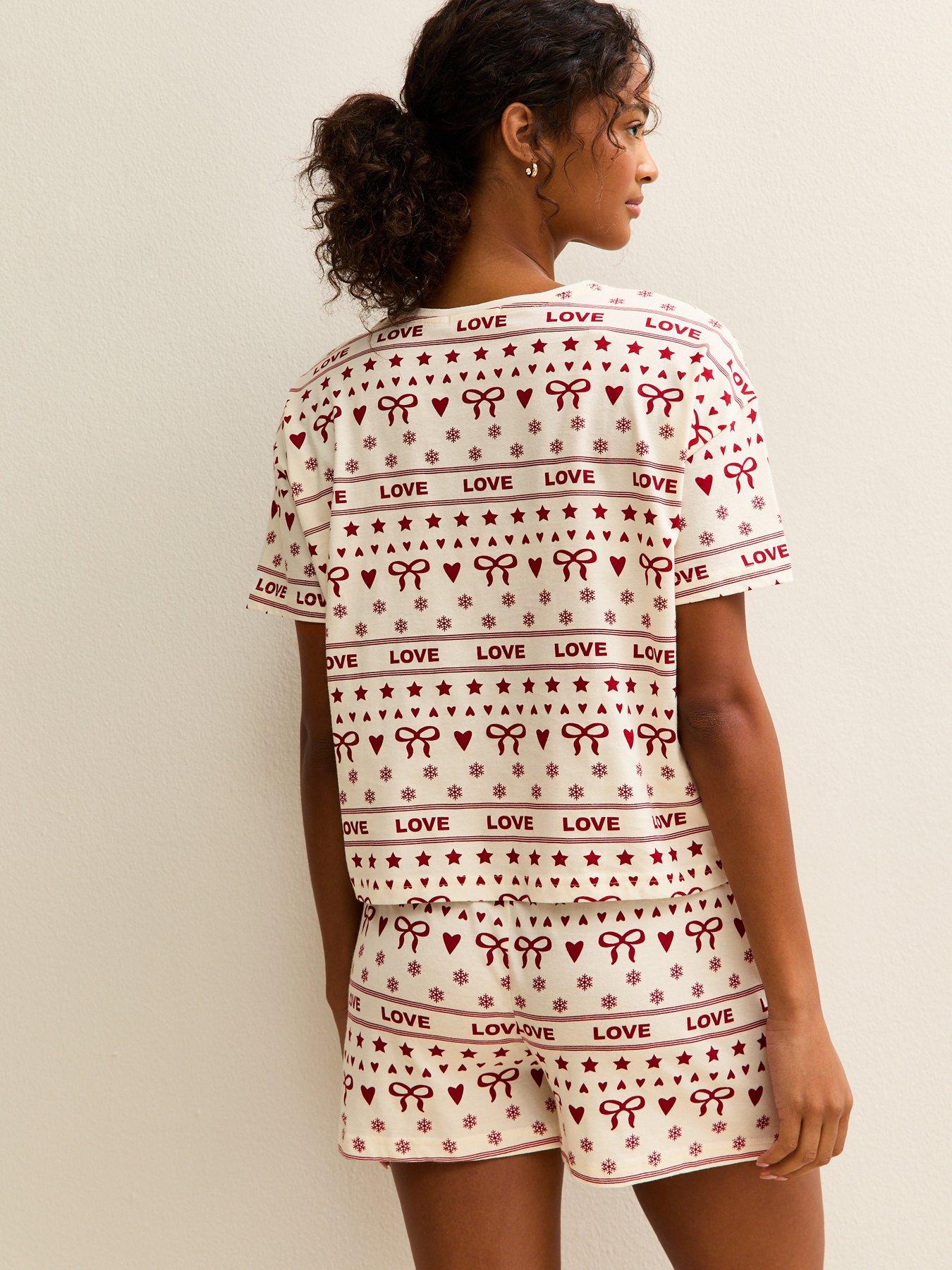 Image 2 of 5 of New Look Fairisle Print T-Shirt And Shorts Pyjama Set - Red