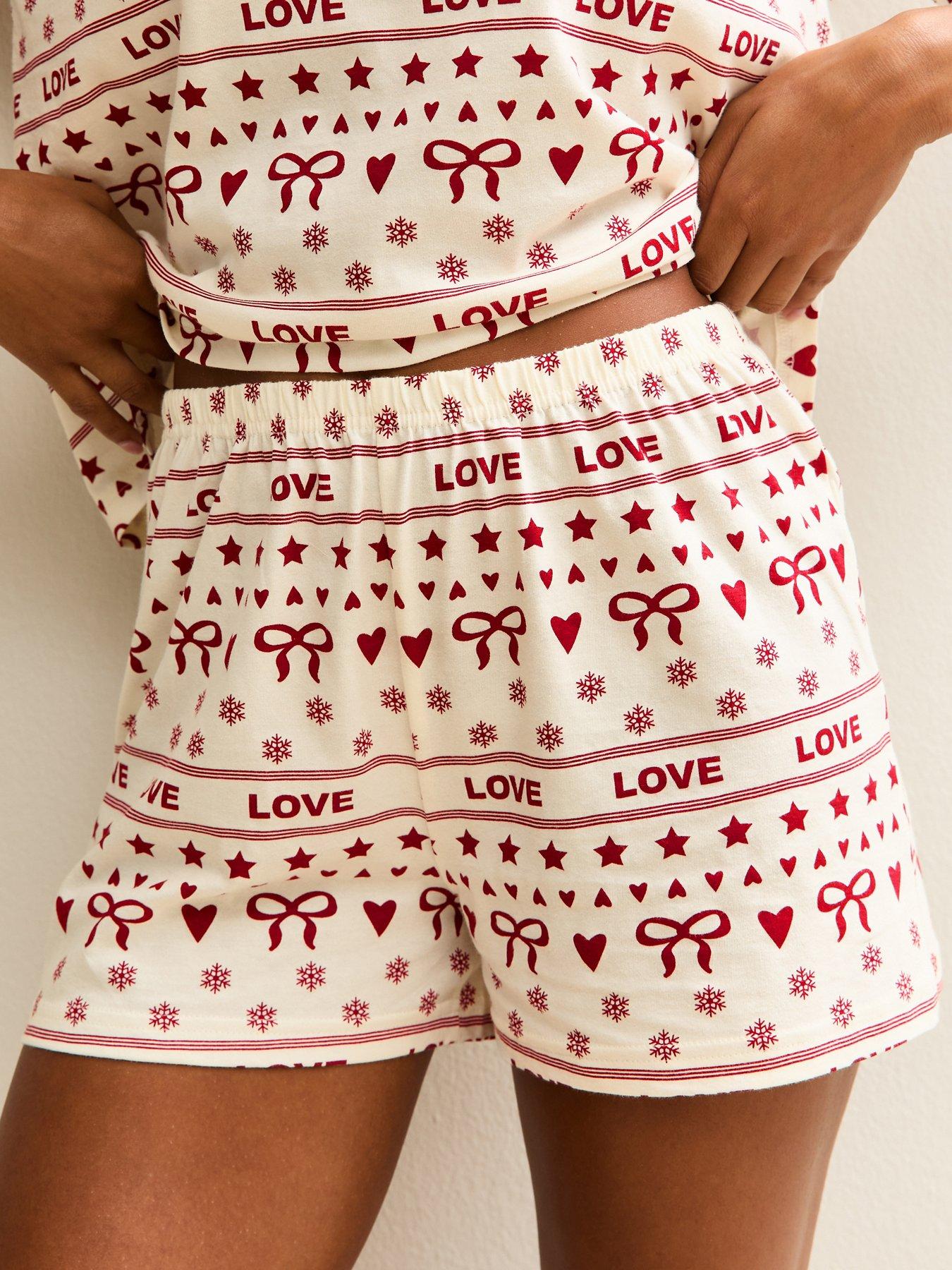 Image 4 of 5 of New Look Fairisle Print T-Shirt And Shorts Pyjama Set - Red