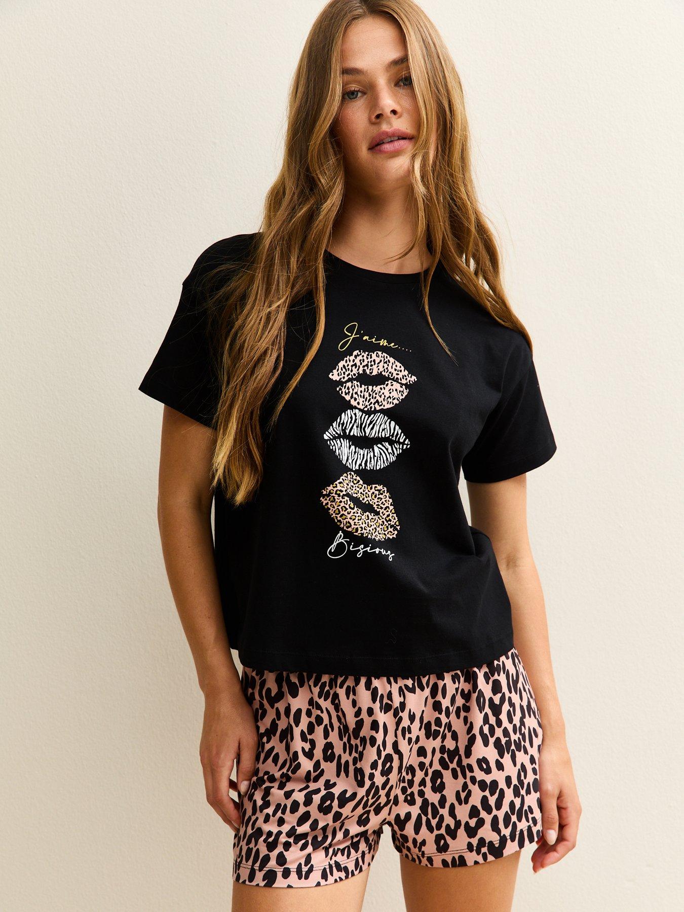 New Look Leopard Print Short Sleeve Top And Shorts Pyjama Set - Brown