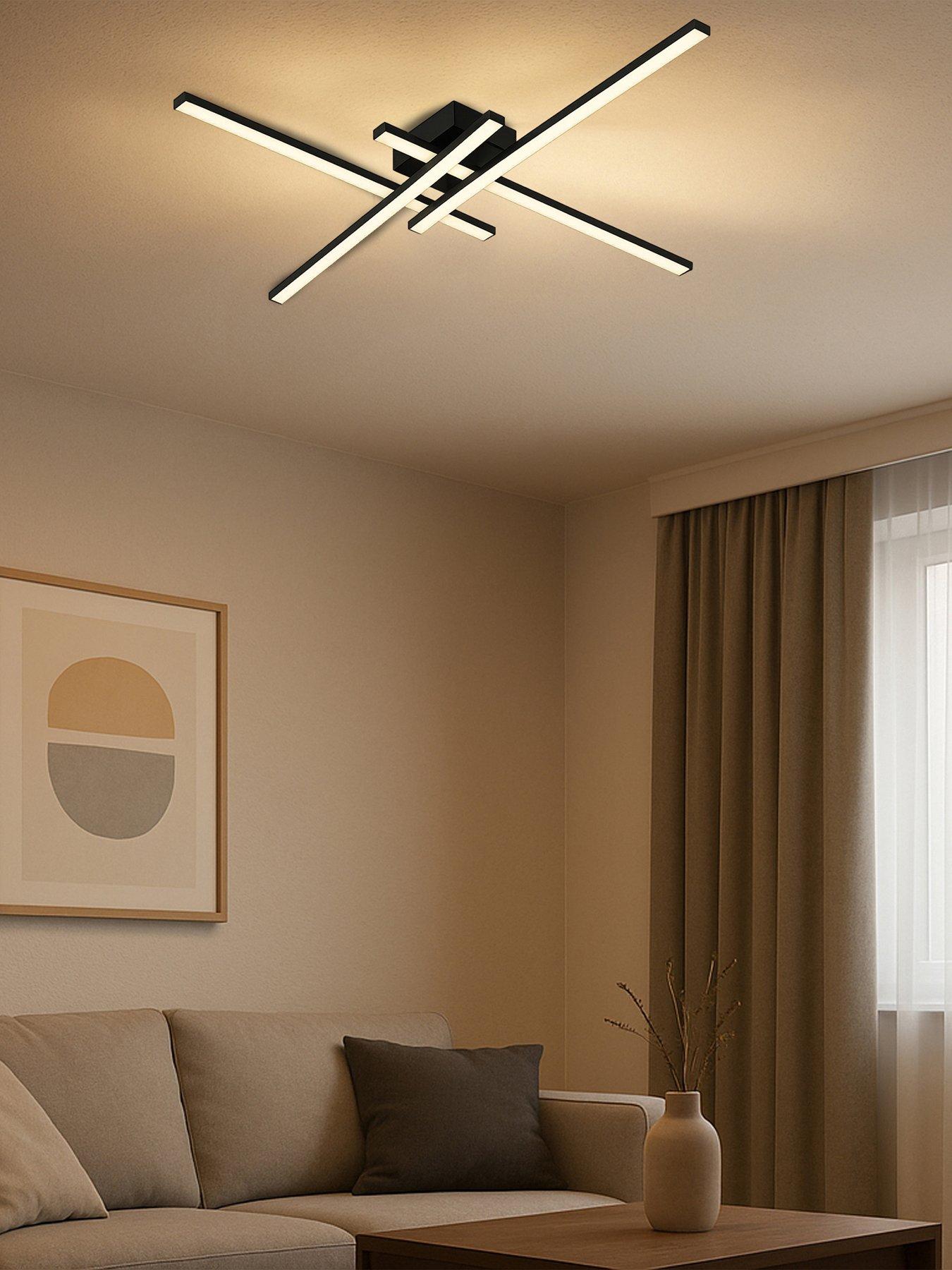 Eglo Vascella Steel  &  Plastic Led Neutral White Modern Ceiling Light, Square