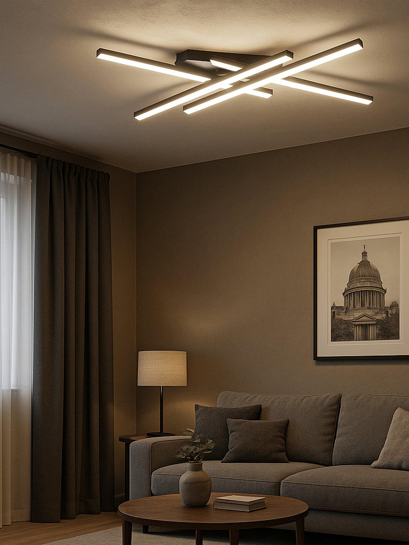 Image 1 of 5 of Eglo Vascella Steel &amp; Plastic Led Neutral White Modern Ceiling Light, Rectangular