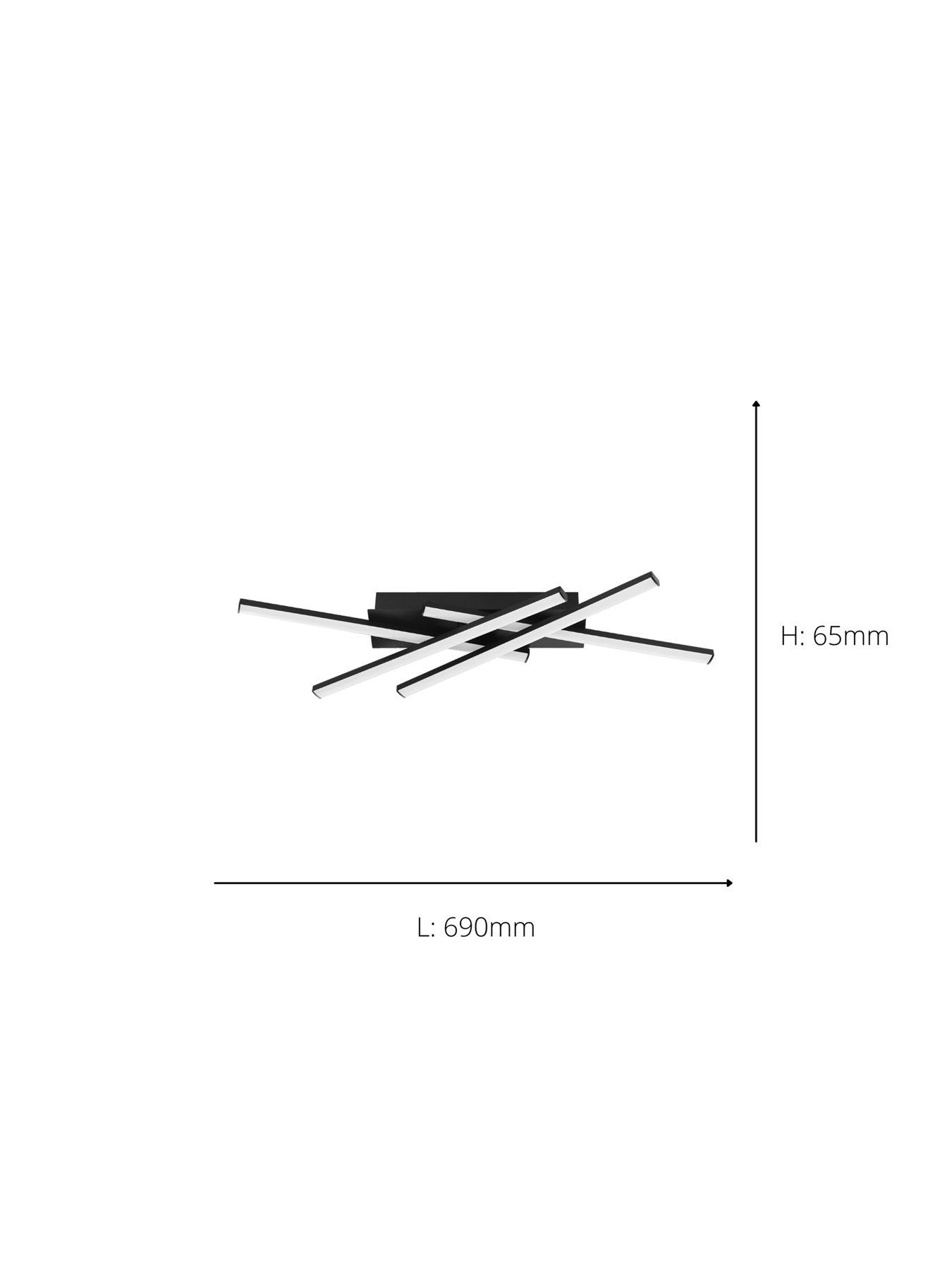 Image 4 of 5 of Eglo Vascella Steel &amp; Plastic Led Neutral White Modern Ceiling Light, Rectangular