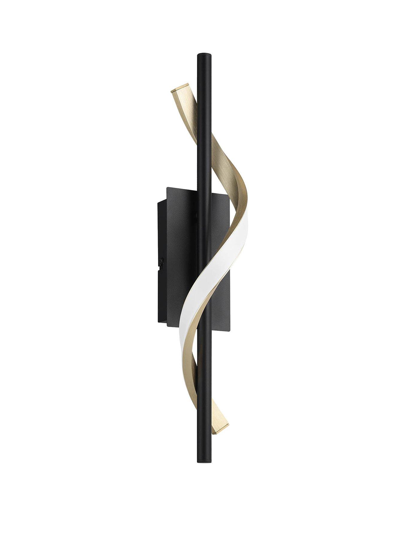  image of eglo-conaprato-black-amp-brushed-brass-modern-wall-light