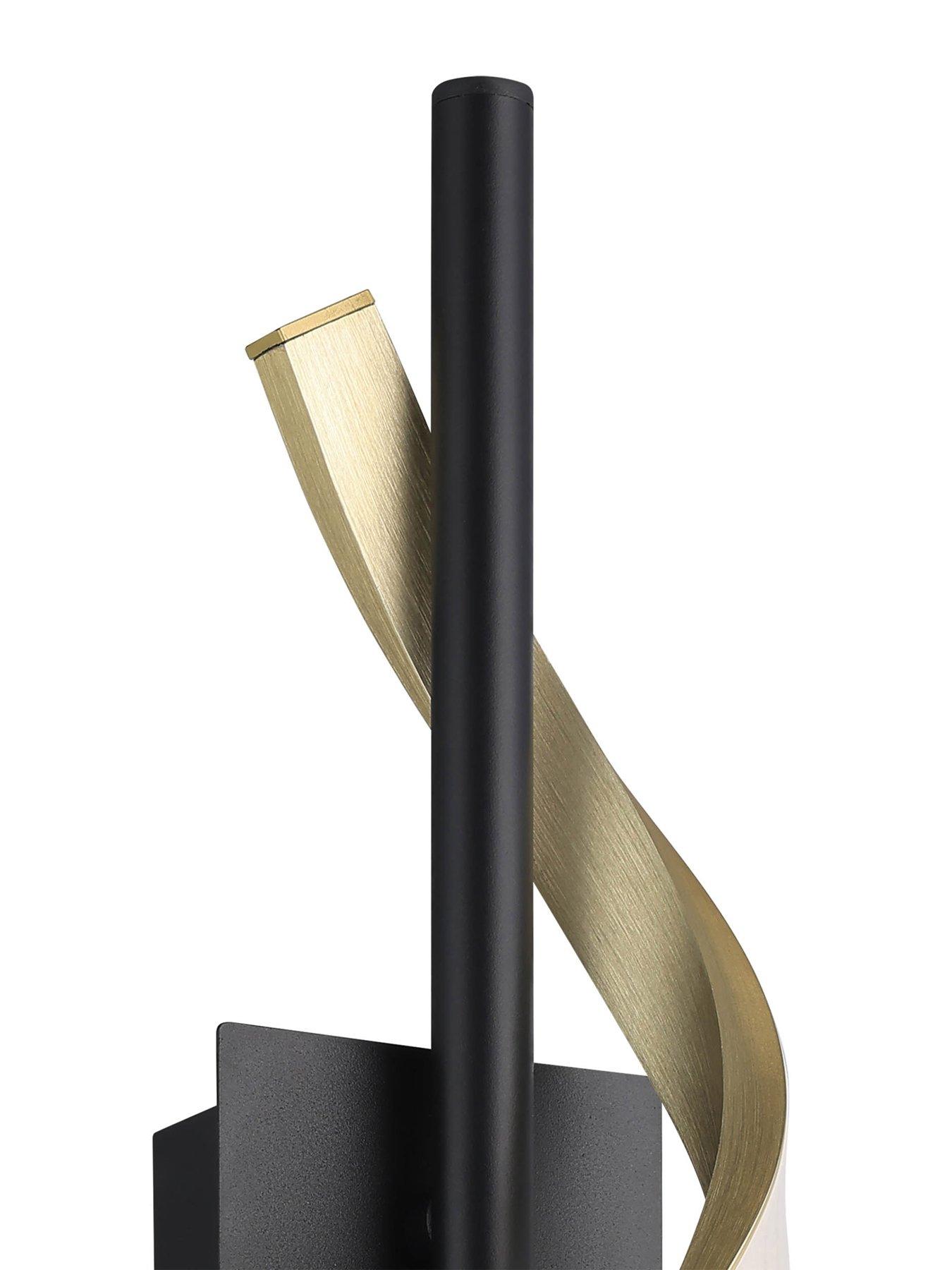  image of eglo-conaprato-black-amp-brushed-brass-modern-wall-light