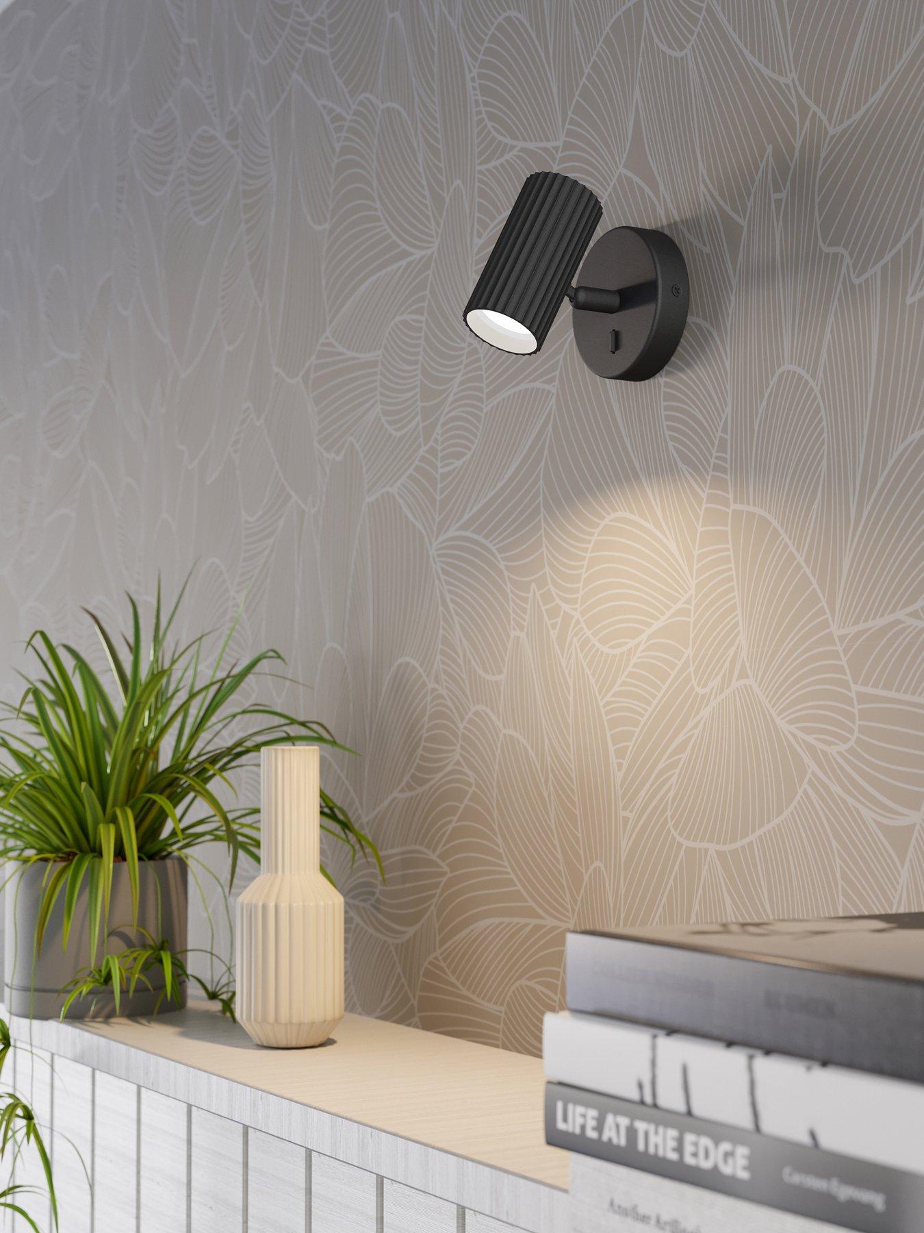Image 1 of 5 of Eglo Portillo Aluminium &amp; Steel Modern Wall Spotlight, Black