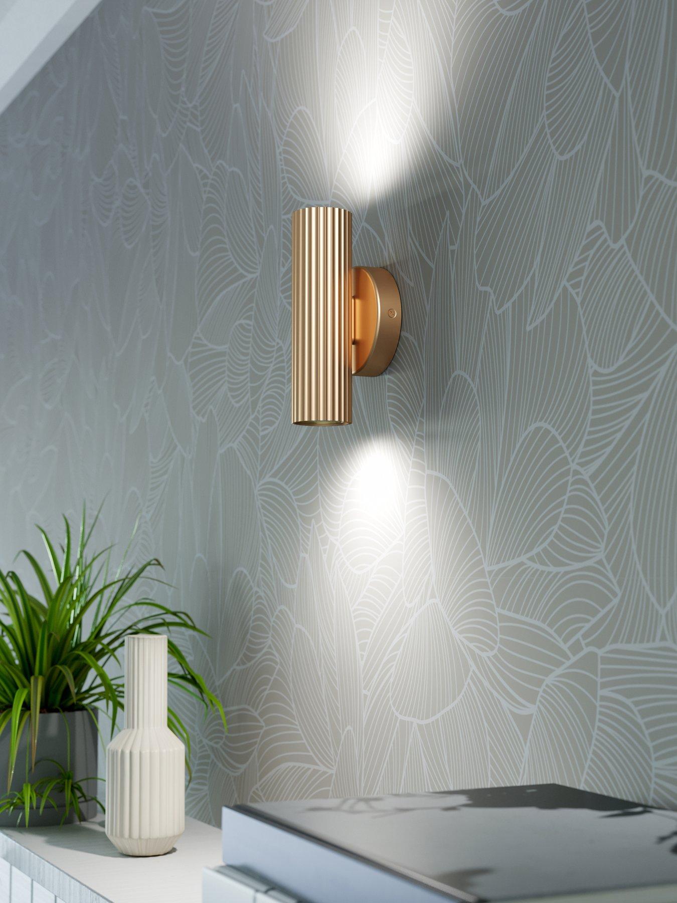 Eglo Eglo Portillo Aluminium & Steel Modern Uplight & Wall Down Light, Matte Brass