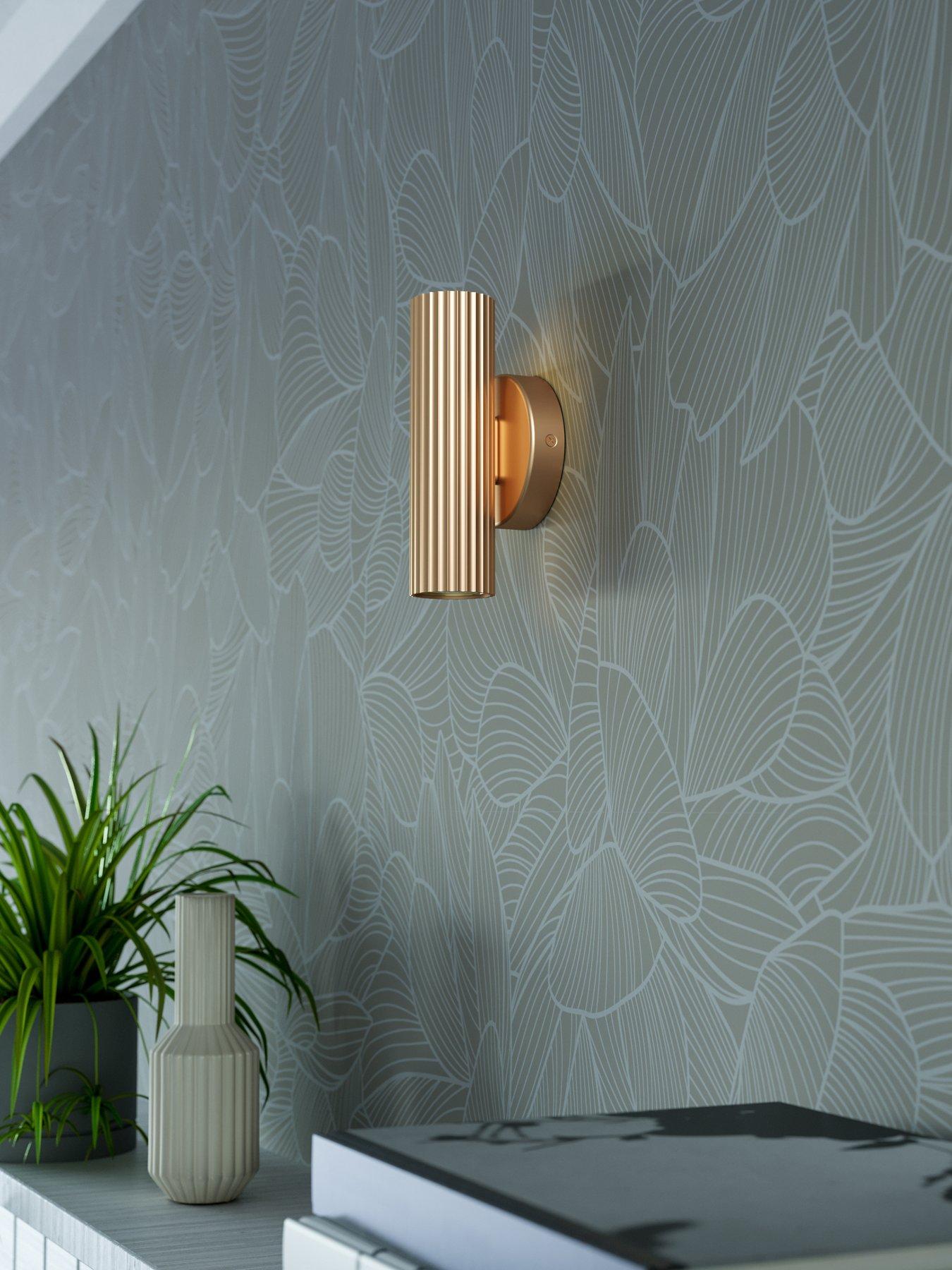  image of eglo-portillo-aluminium-amp-steel-modern-uplight-amp-wall-down-light-matte-brass
