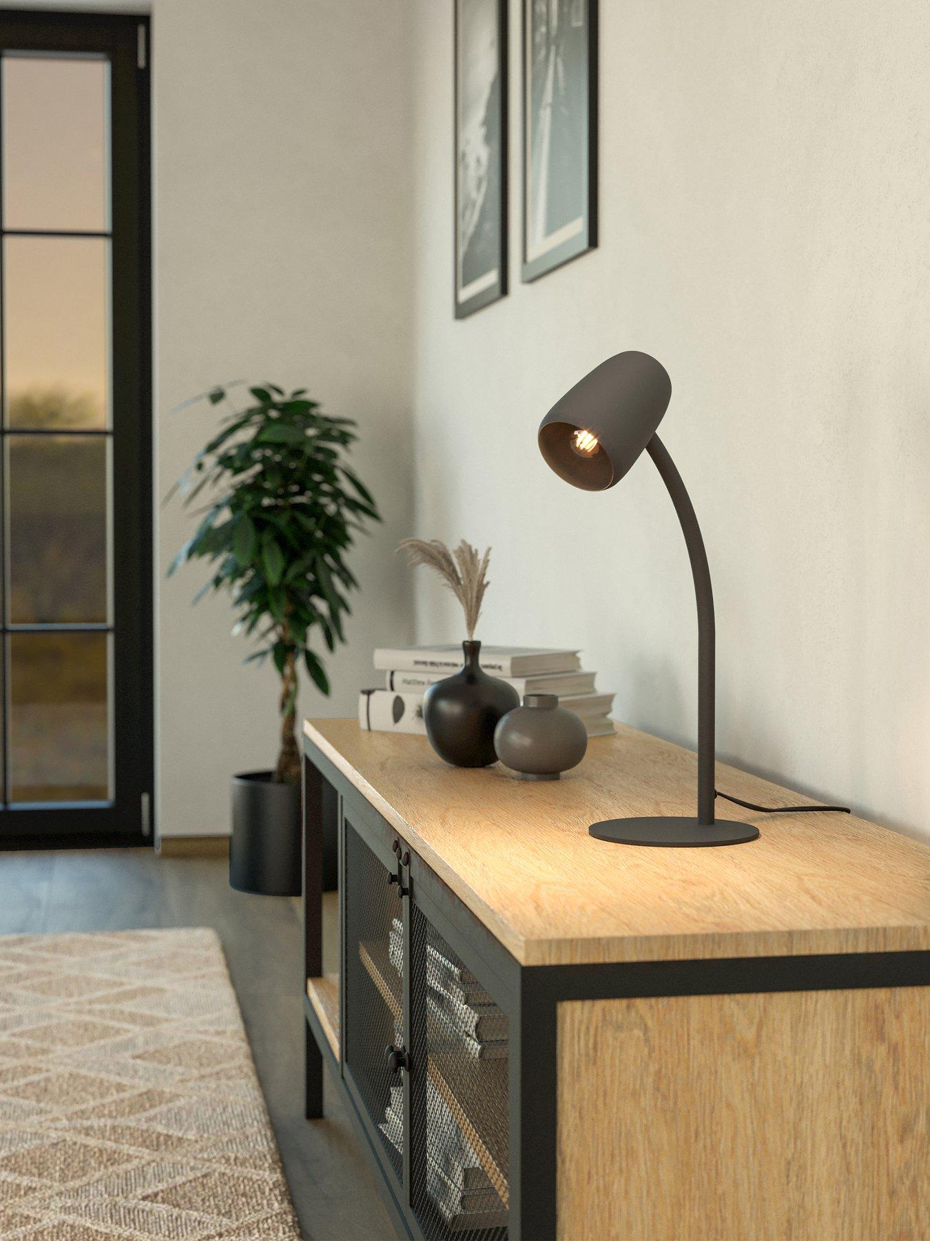 Eglo Carlo Modern Steel Flexible Desk Lamp, Black