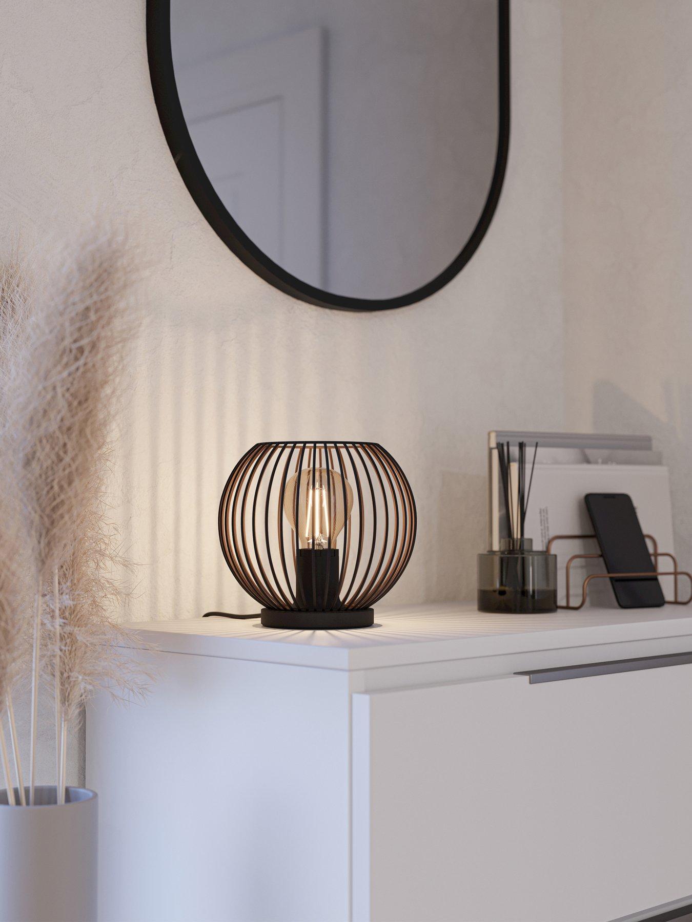  image of eglo-almanzora-black-amp-copper-wire-modern-steel-table-lamp