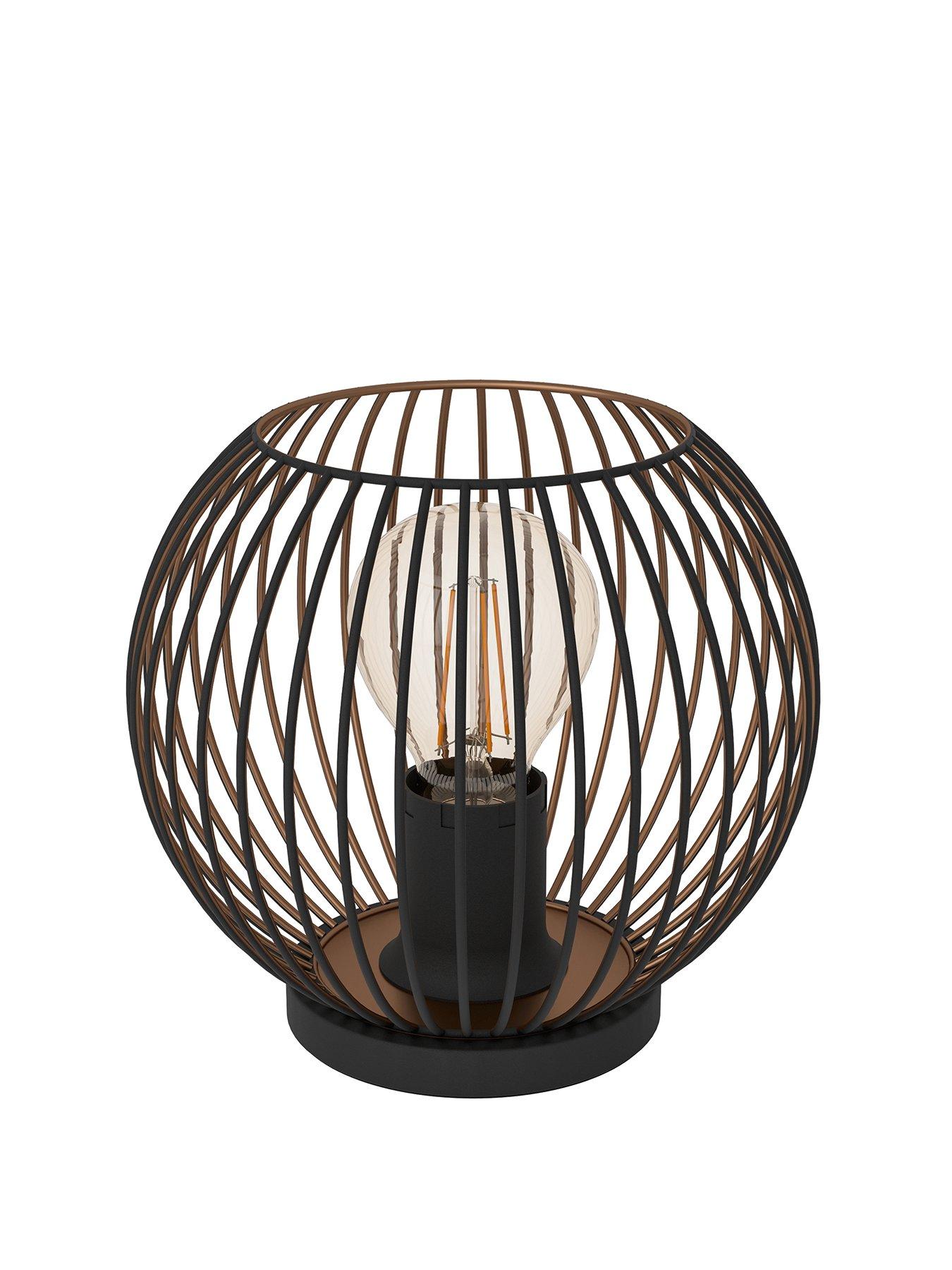  image of eglo-almanzora-black-amp-copper-wire-modern-steel-table-lamp