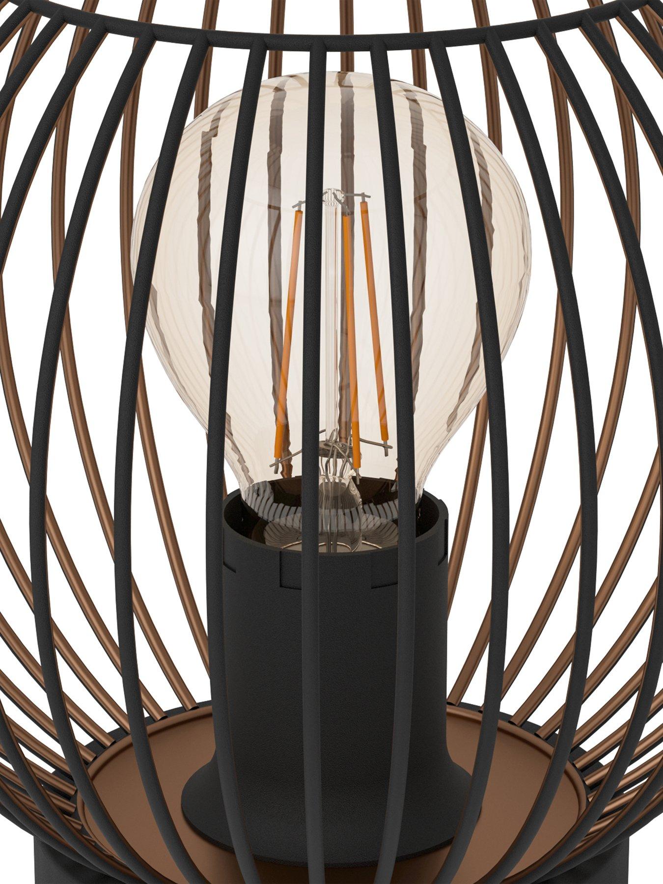  image of eglo-almanzora-black-amp-copper-wire-modern-steel-table-lamp