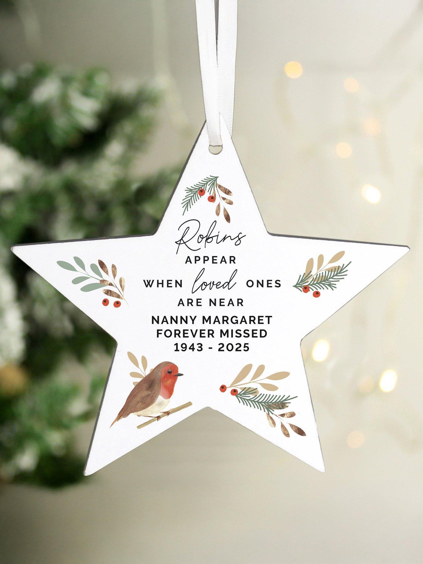 Image 1 of 3 of The Personalised Memento Company Personalised Robin Memorial Star Ornament