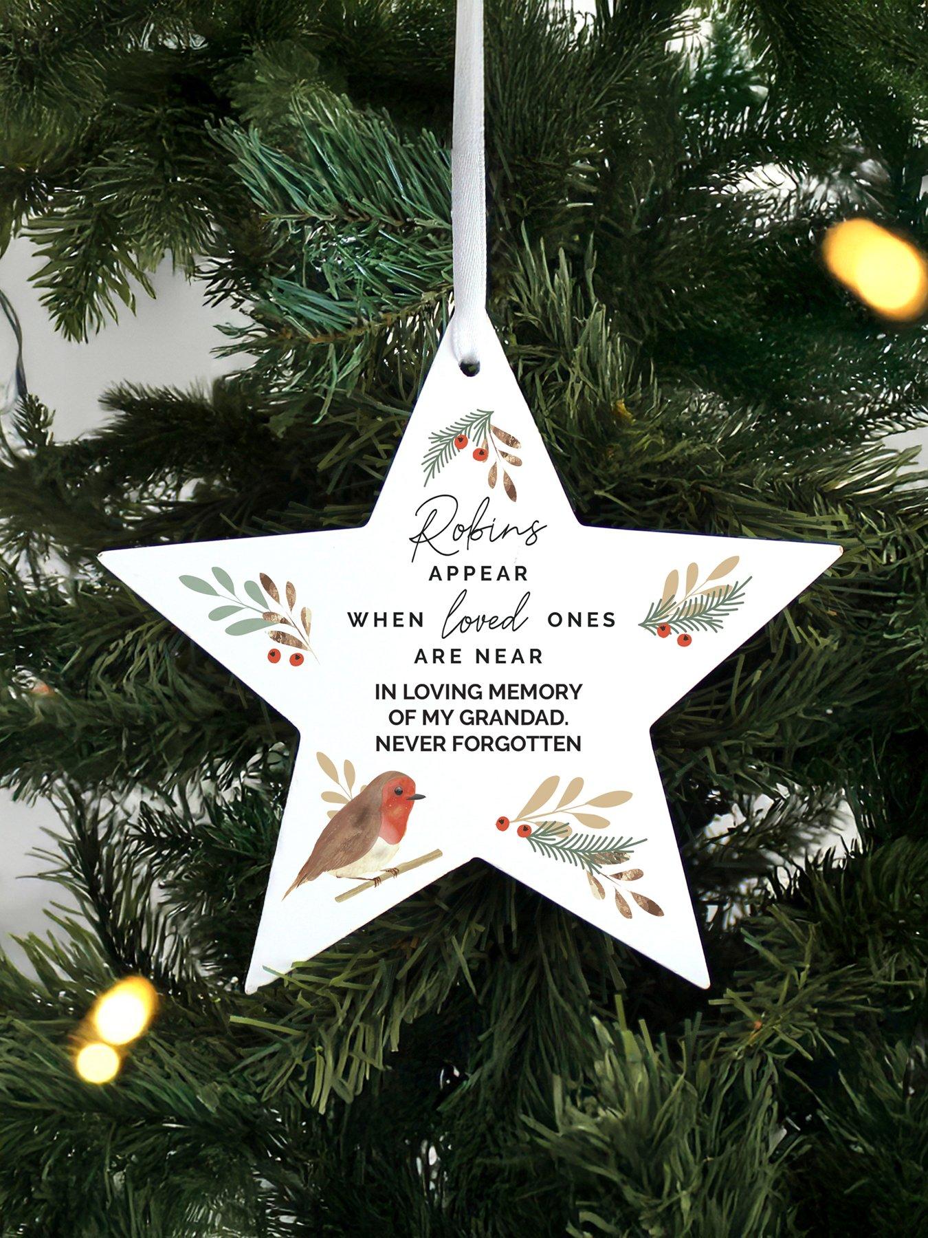 Image 2 of 3 of The Personalised Memento Company Personalised Robin Memorial Star Ornament