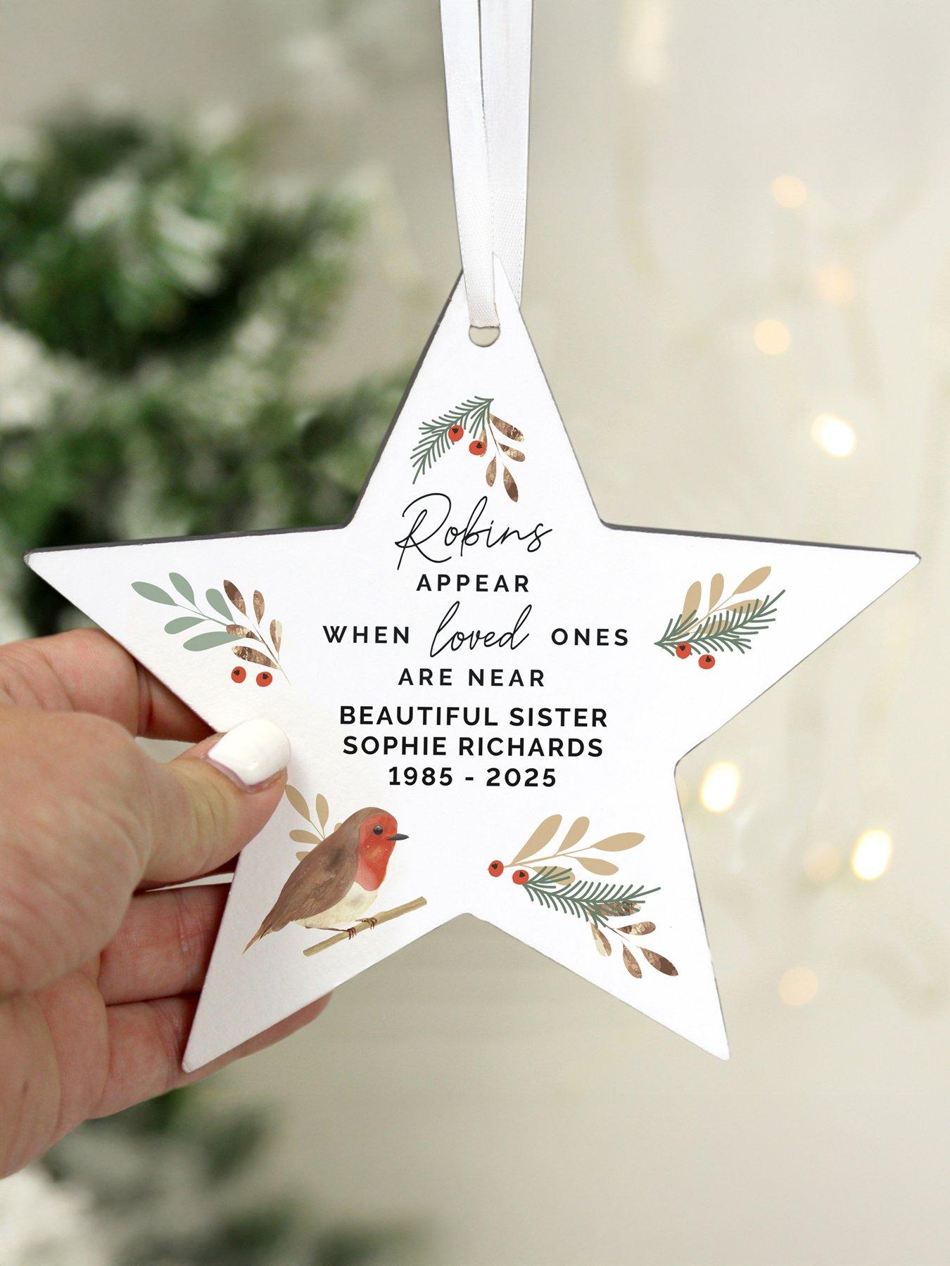 Image 3 of 3 of The Personalised Memento Company Personalised Robin Memorial Star Ornament