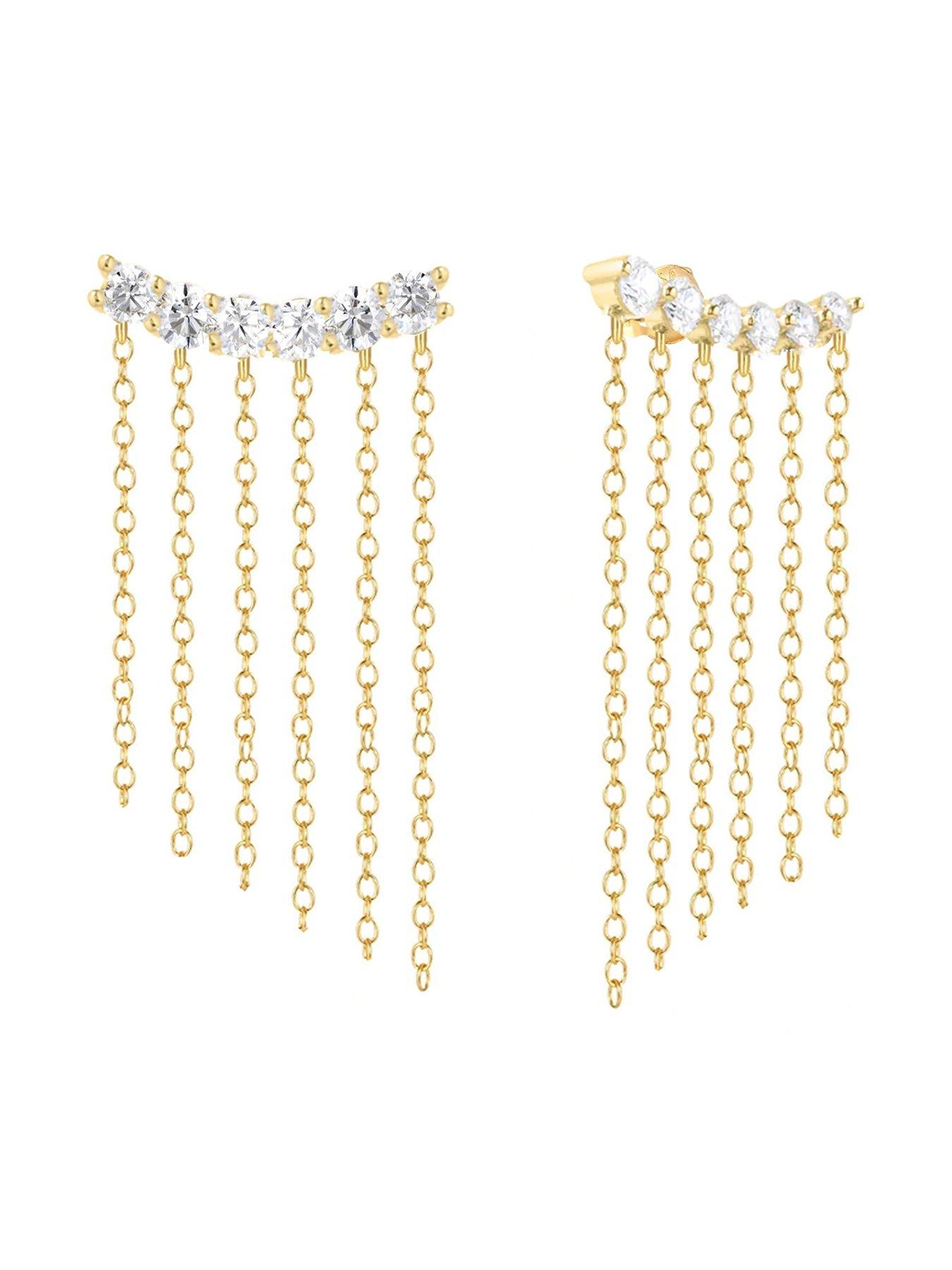  image of the-love-collection-gold-plated-sterling-silver-waterfall-cz-dropper-earrings