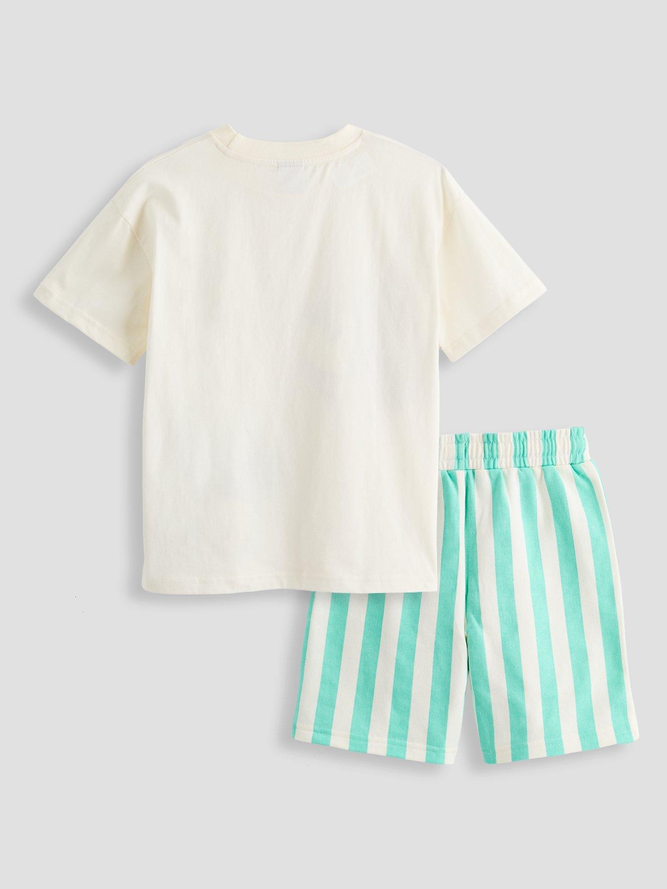 Image 2 of 4 of The Very Collection Stripe Short Daywear Set - Green