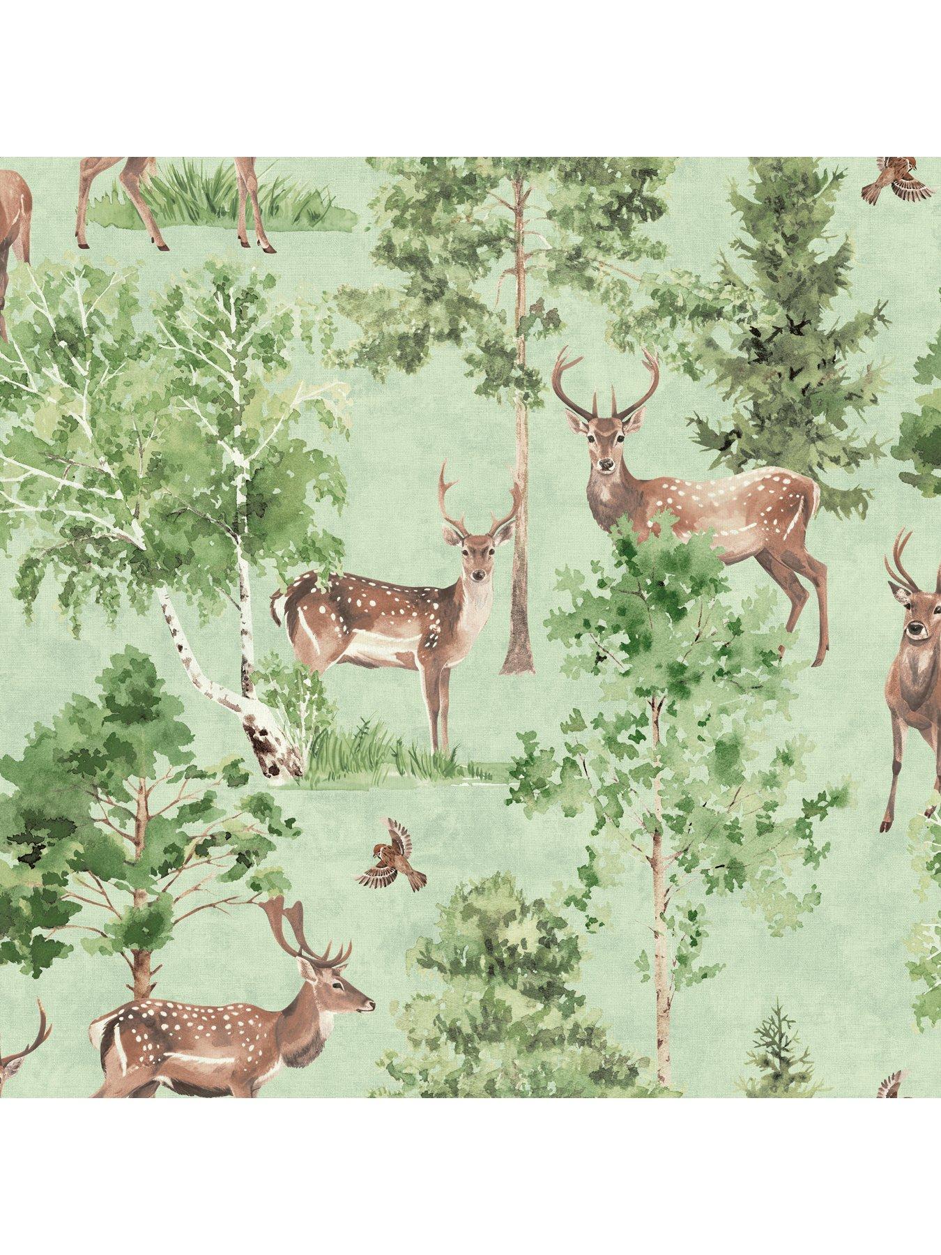 stillFront image of arthouse-deer-forest-natural-wallpaper