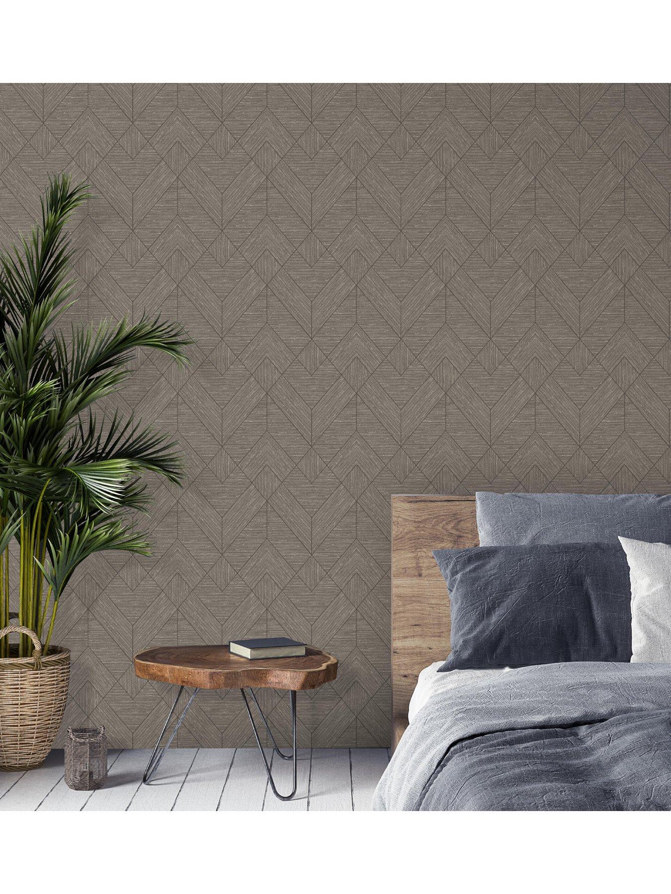  image of arthouse-wood-grain-geo-charcoal-gold-wallpaper