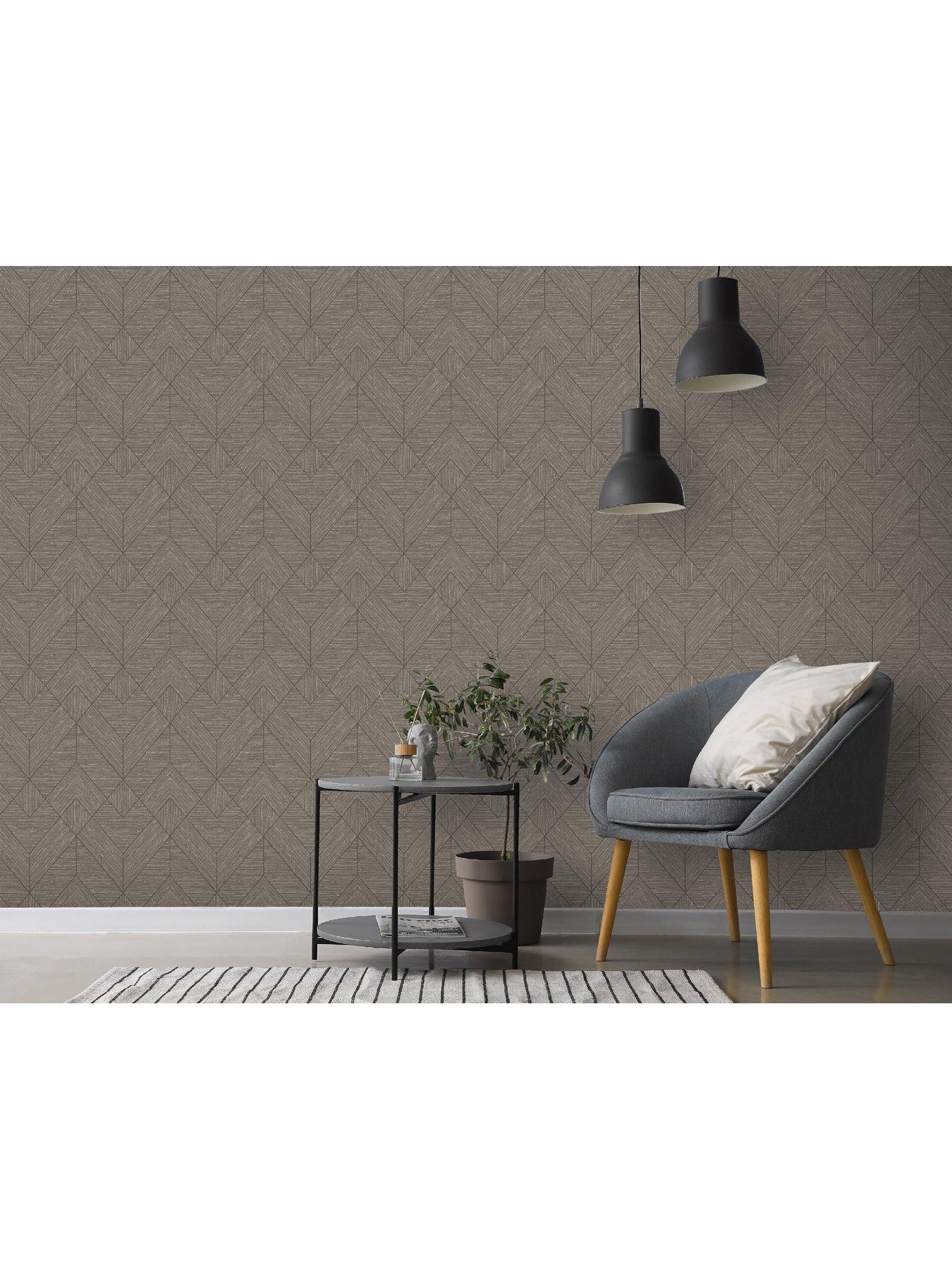  image of arthouse-wood-grain-geo-charcoal-gold-wallpaper