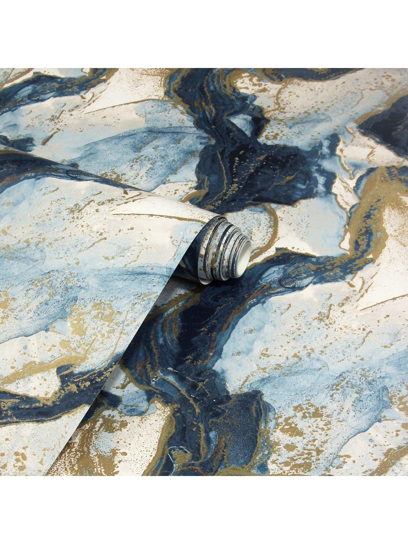  image of arthouse-abstract-marble-tealgold-wallpaper